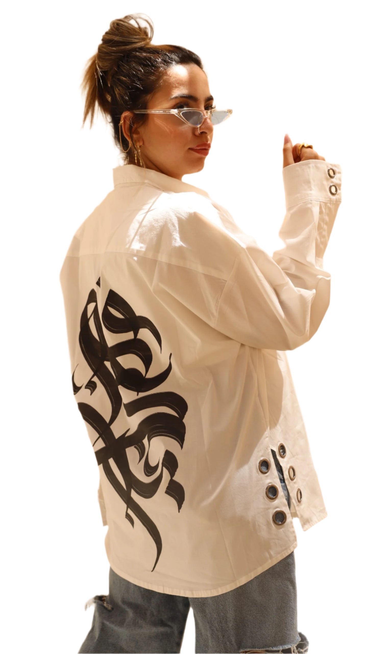 Typography White straps Poplin Shirt