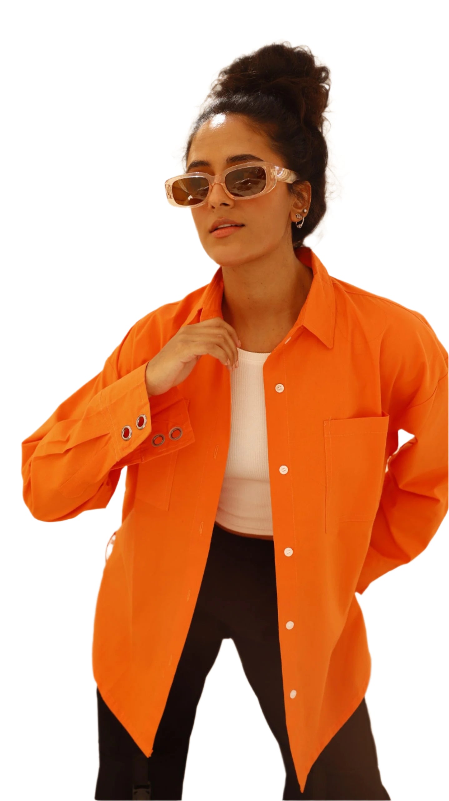 Orange Straps Poplin Shirt