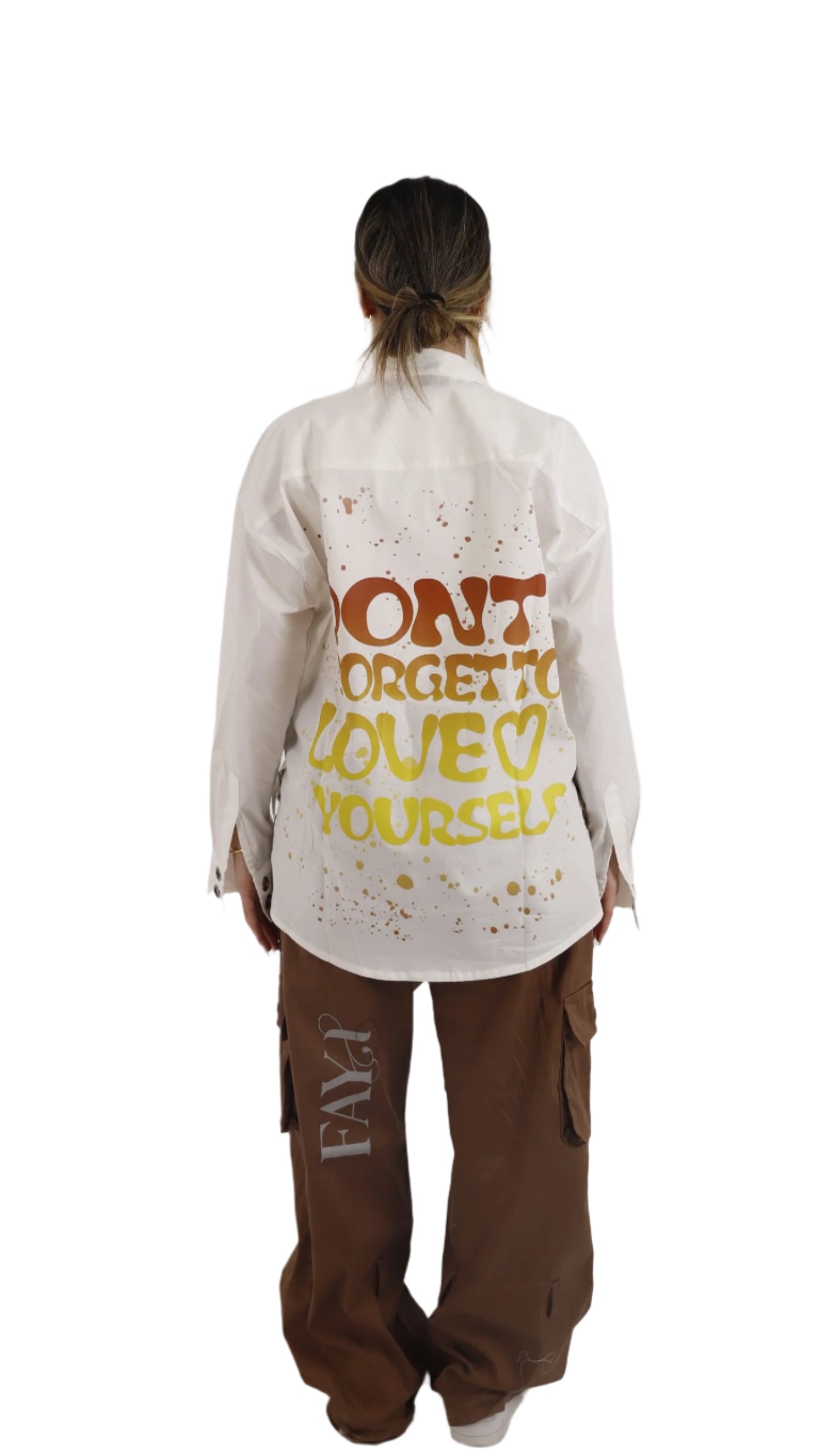 Love yourself White straps Poplin Shirt