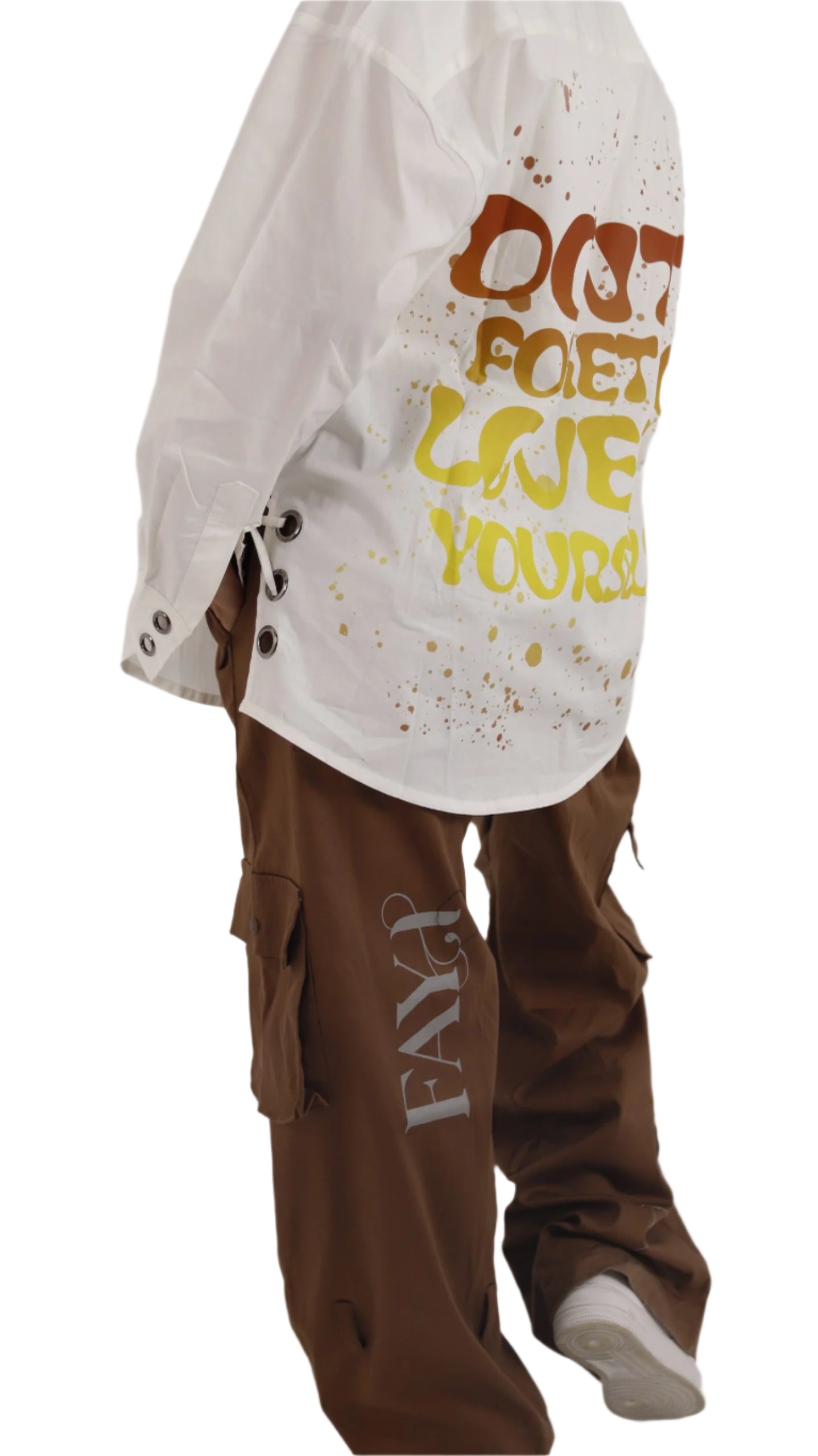 Love yourself White straps Poplin Shirt