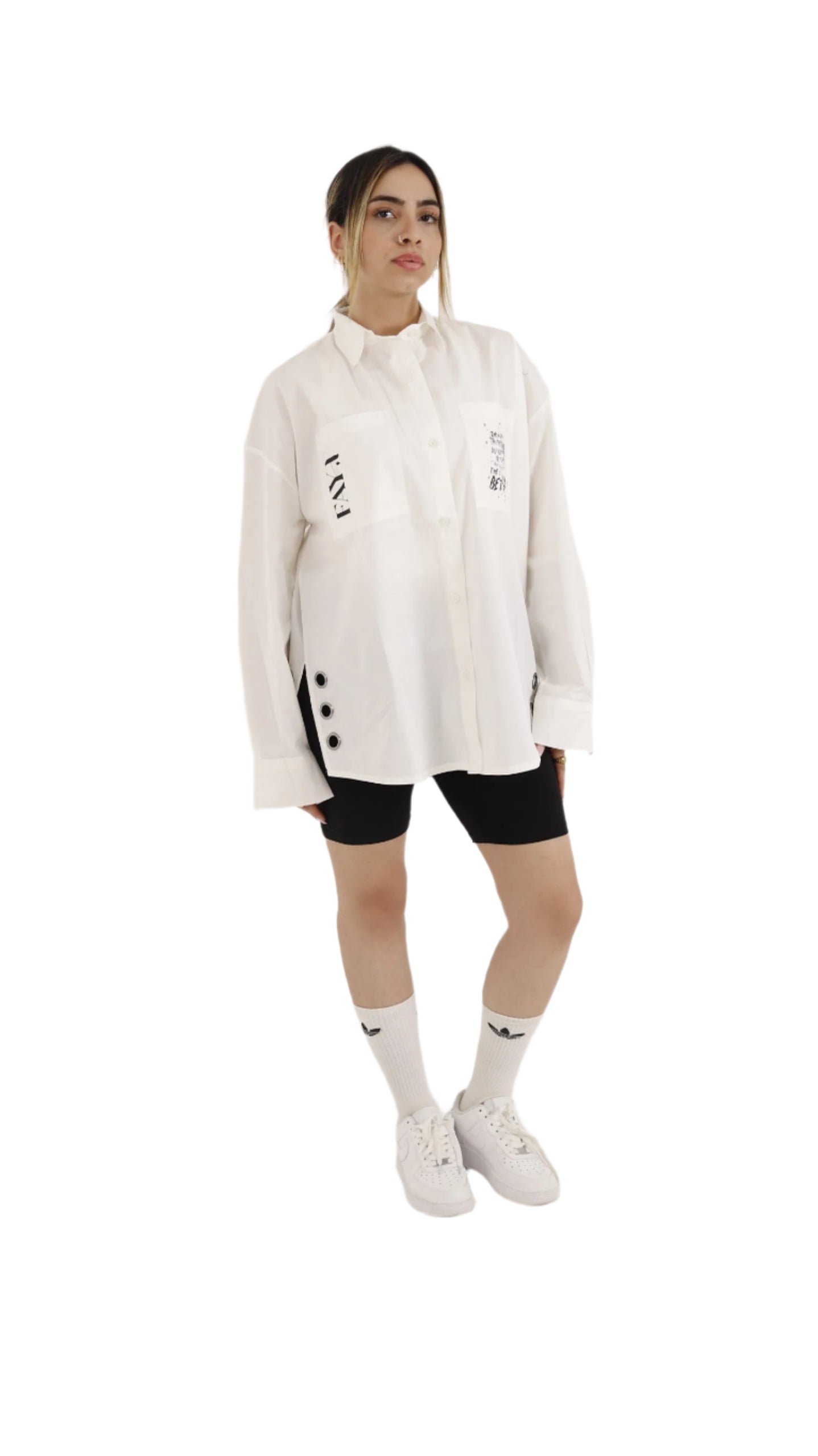 Everything is better White straps Poplin Shirt