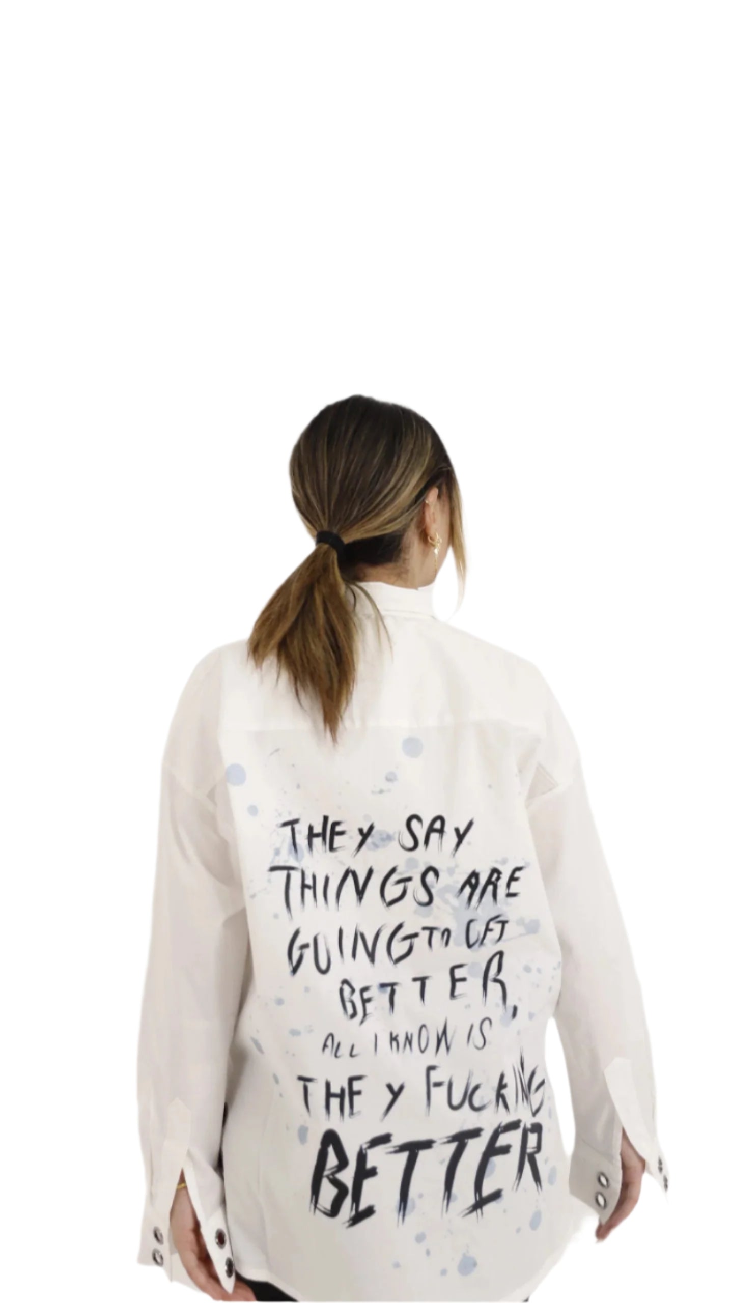 Everything is better White straps Poplin Shirt