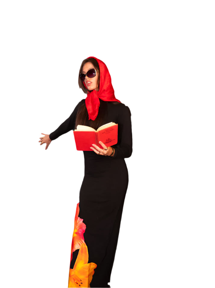 Black Long sleeve tropical dress