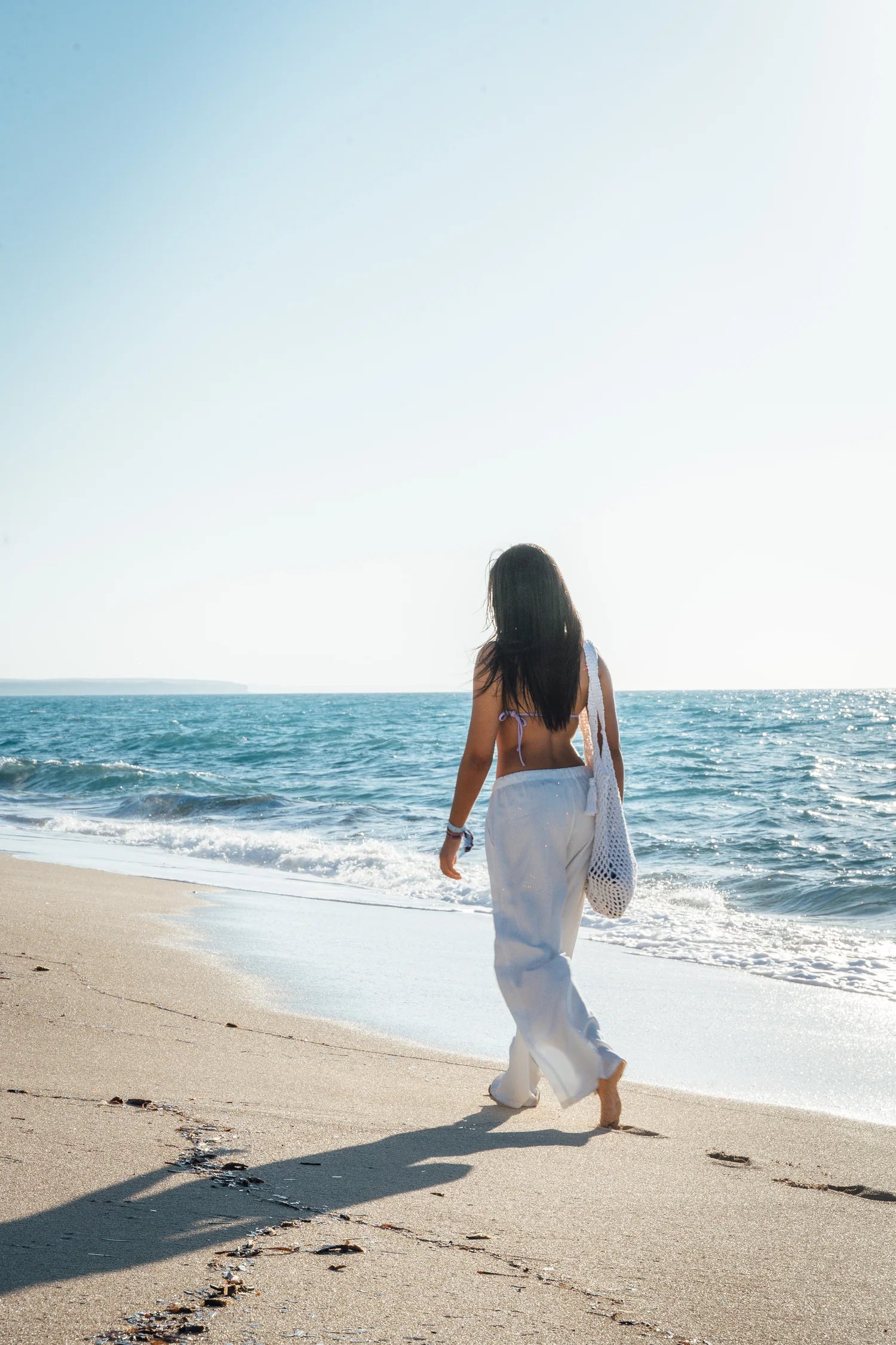 WHITE PLEATED LINEN PANTS