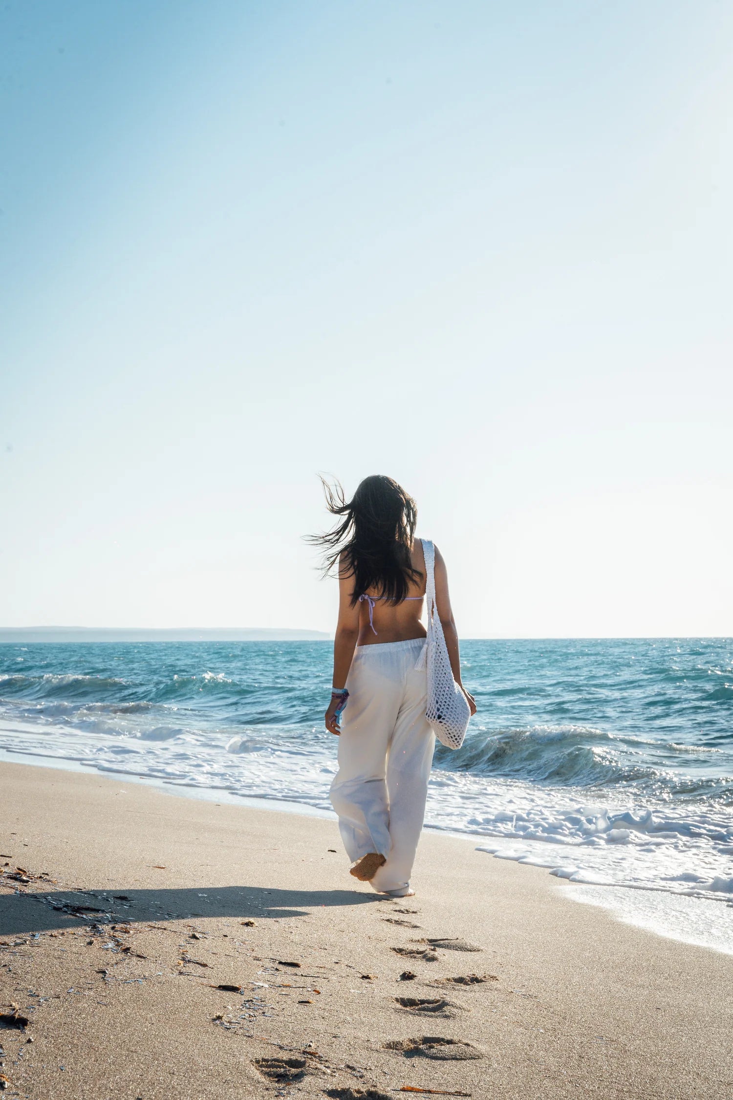WHITE PLEATED LINEN PANTS