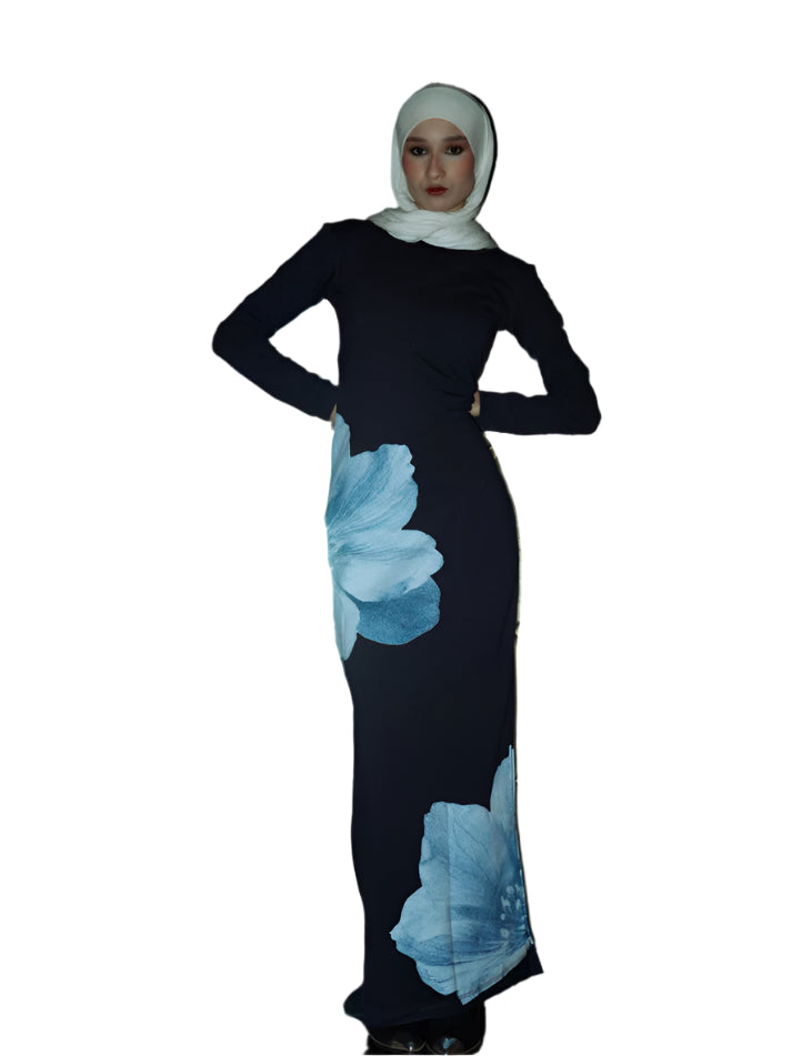 Navy Tropical Dress