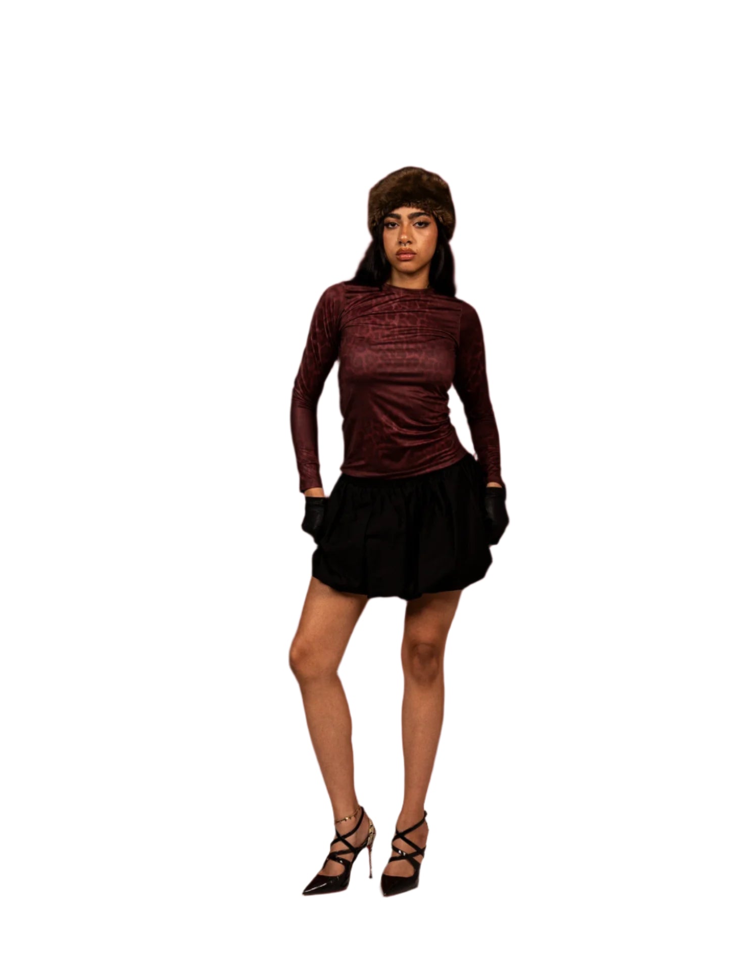 Burgundy leopard top