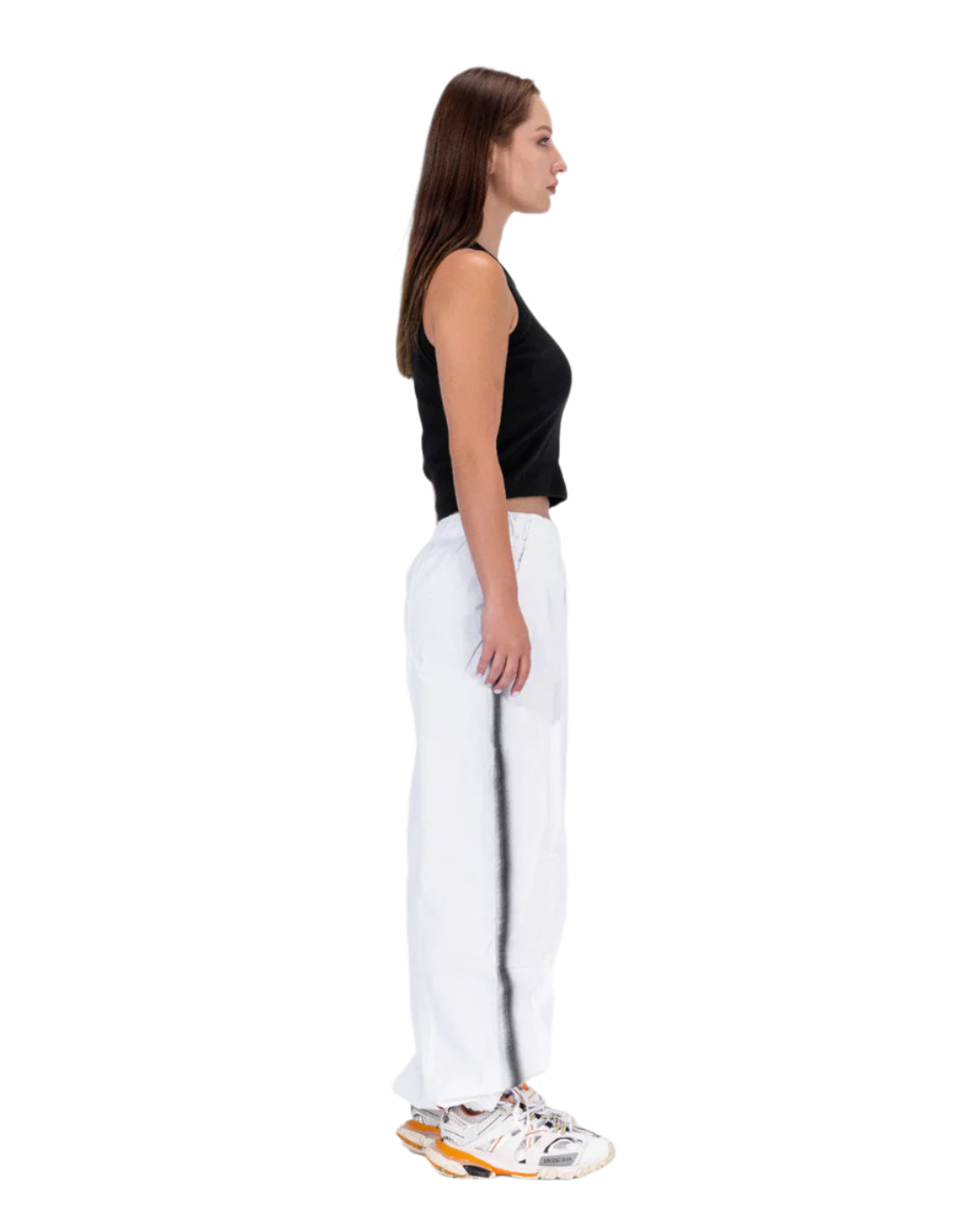 PARACHUTE PANTS IN WHITE "black lines"