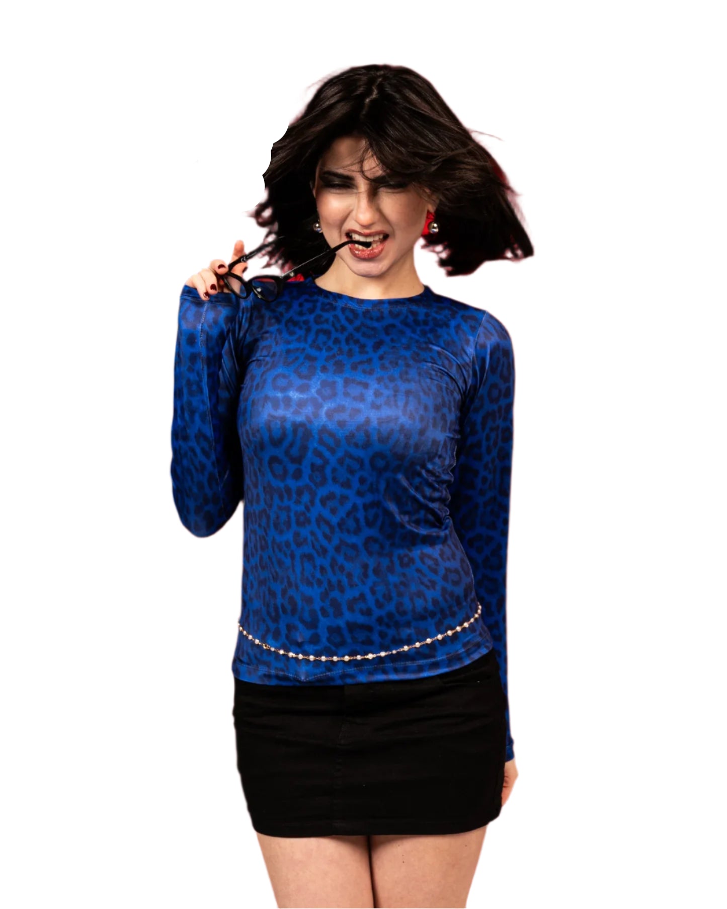 Navy leopard top