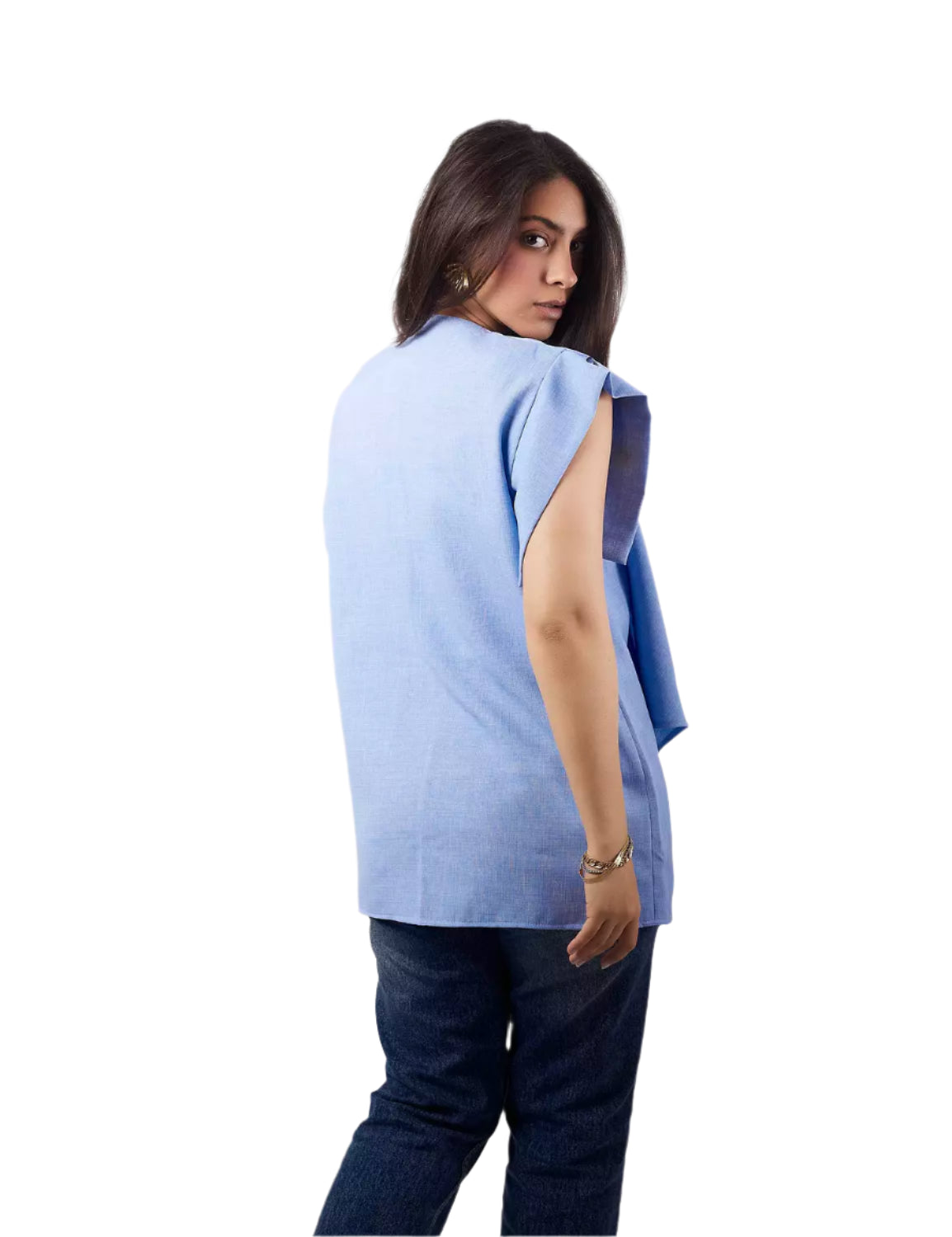 Baby blue linen vest