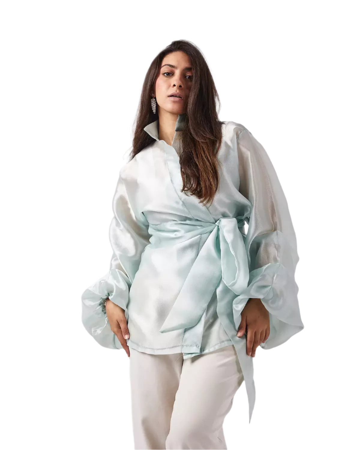 Mint green organza blouse