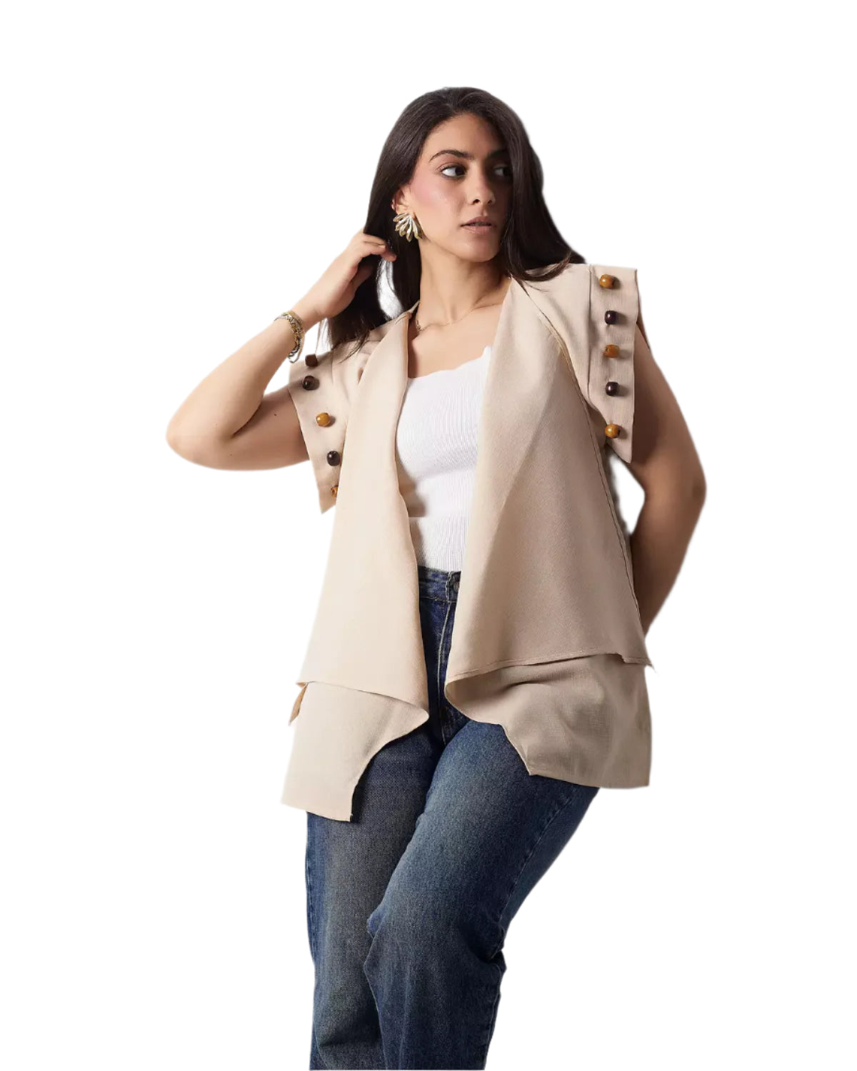 Beige linen vest