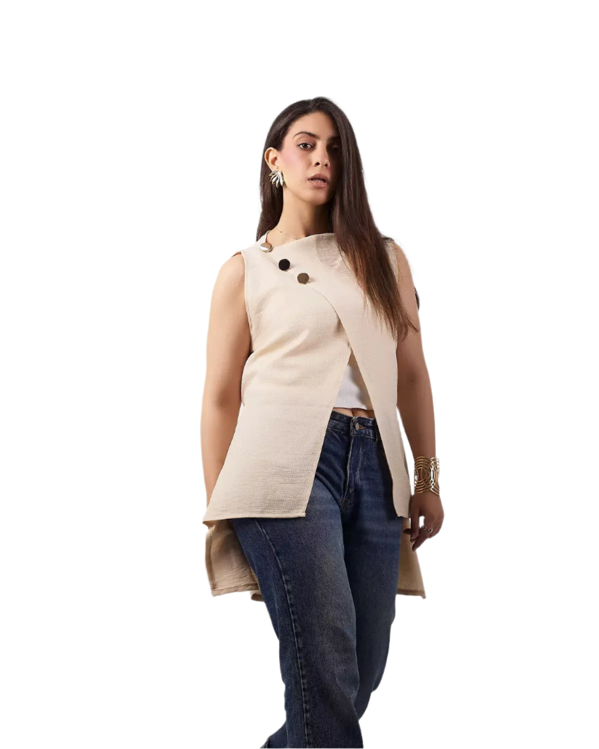 Biege wrap blouse