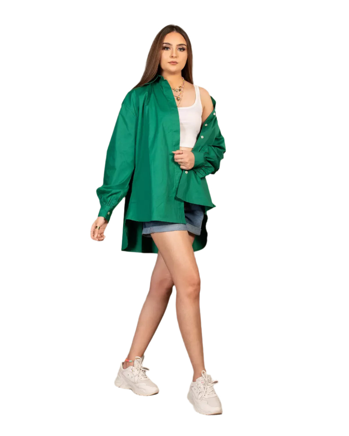 Green poplin shirt