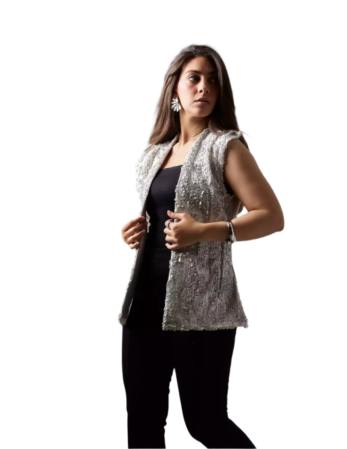 Silver Sequined vest
