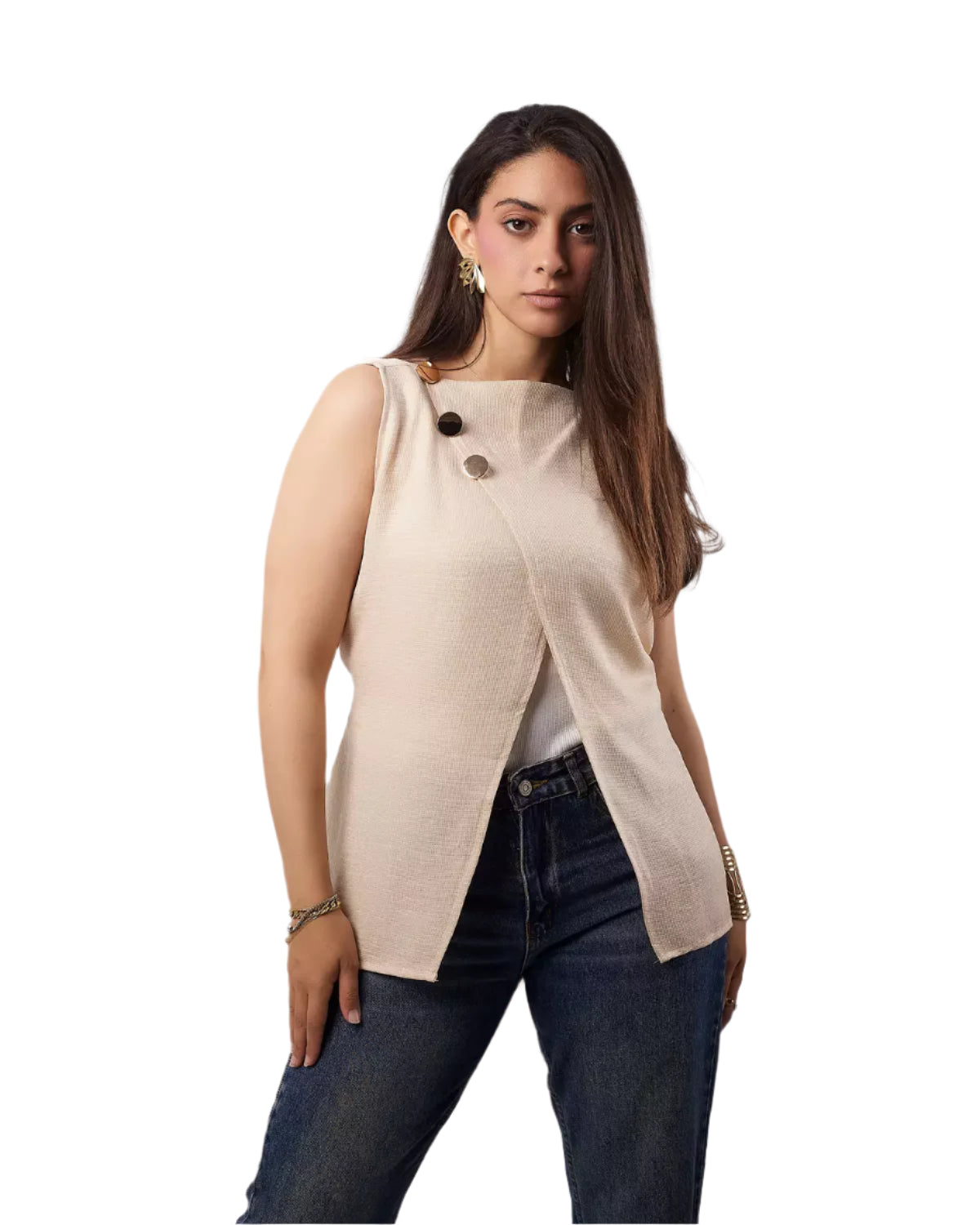 Biege wrap blouse