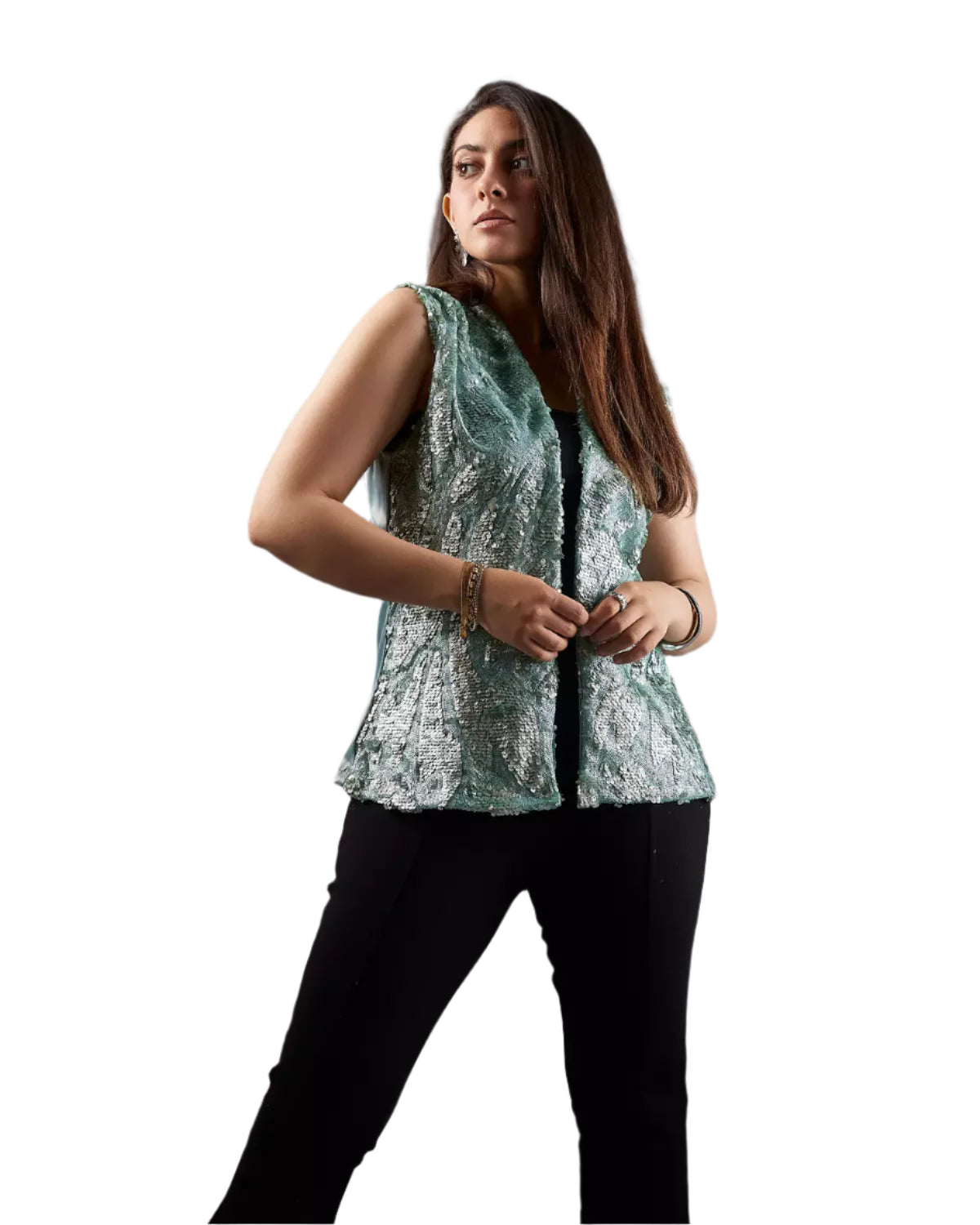 Mint green sequined vest