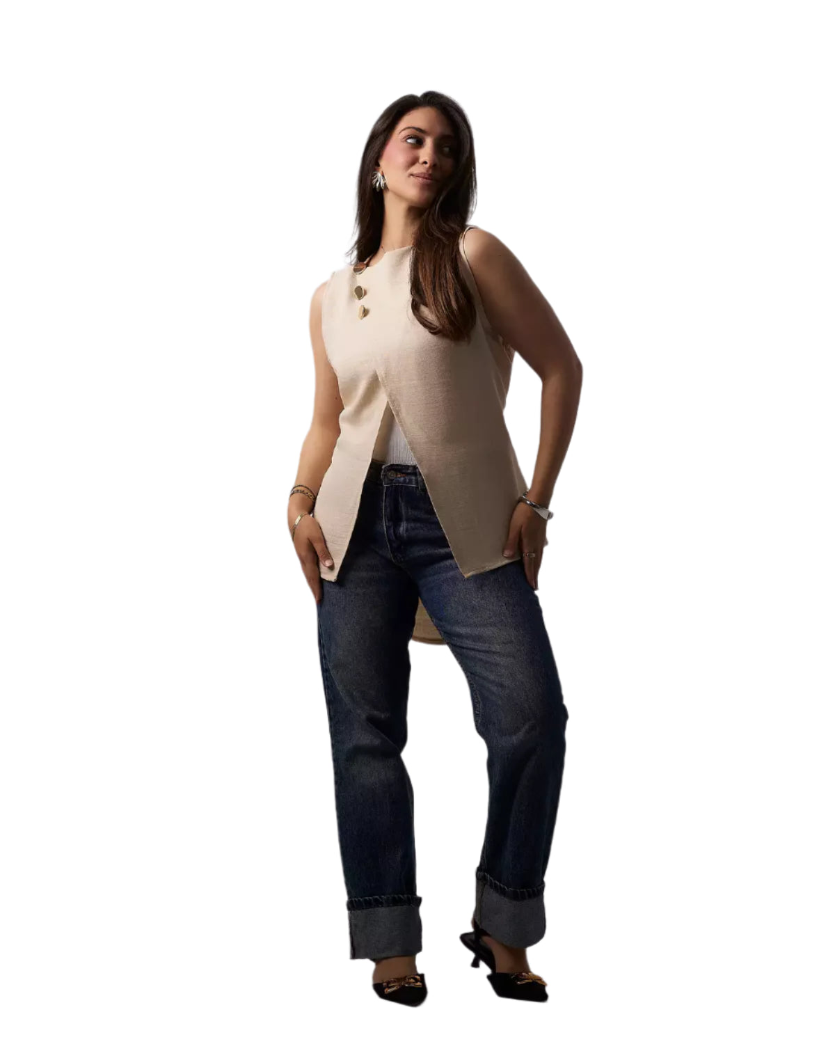 Biege wrap blouse