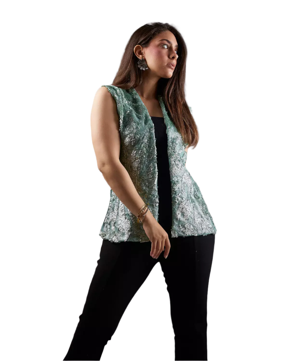 Mint green sequined vest
