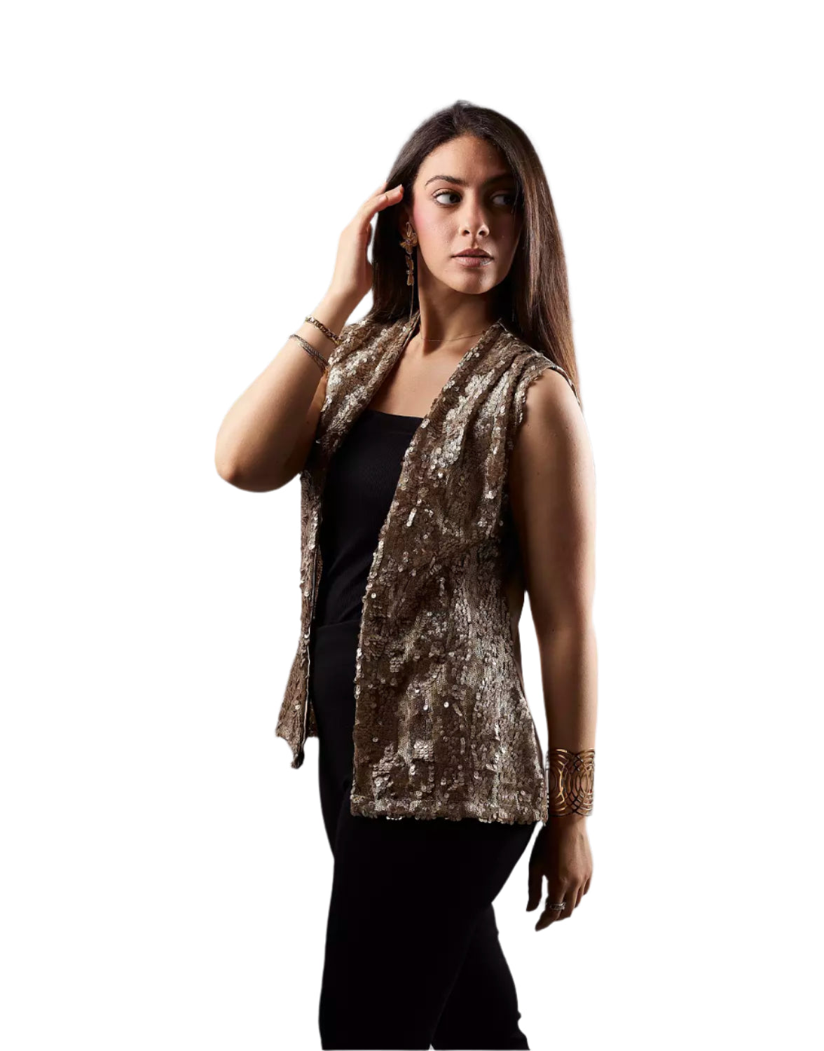 Bronze metallic sequined vest