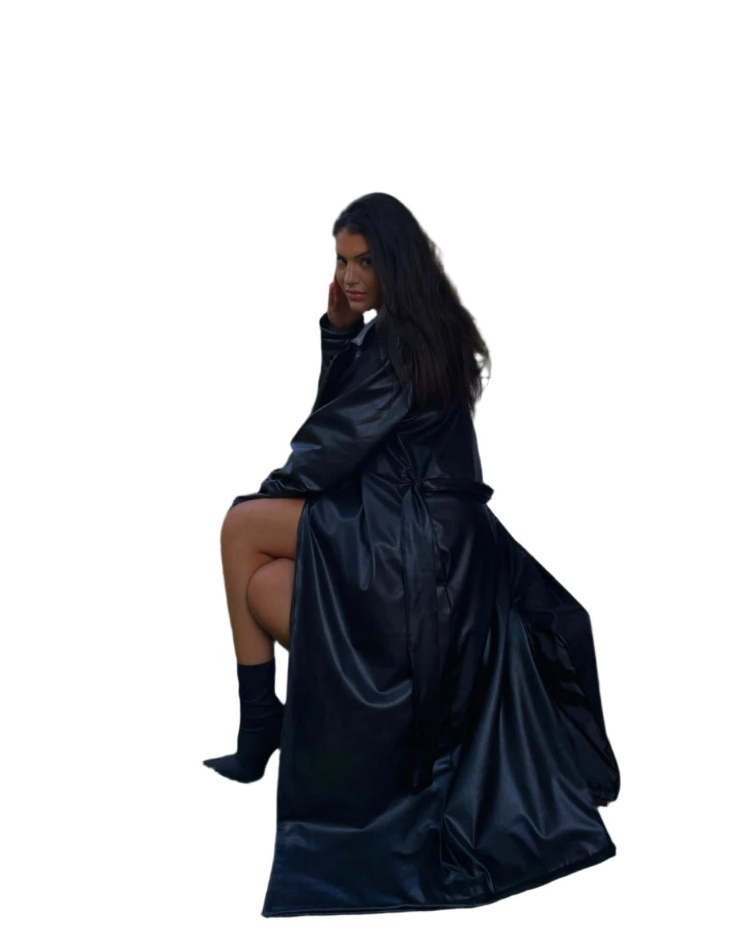 Belted Leather Coat
