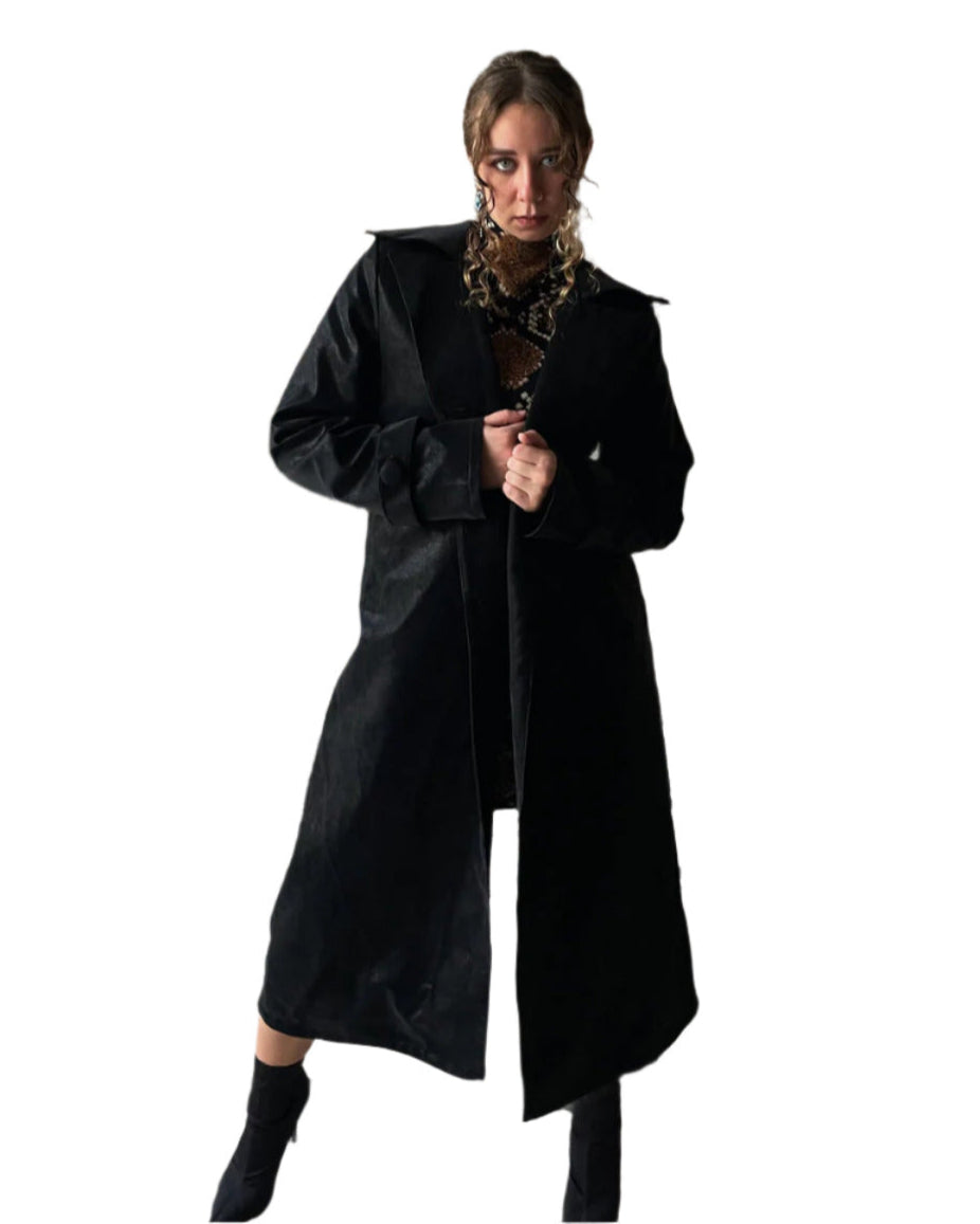 Textured Leather Coat