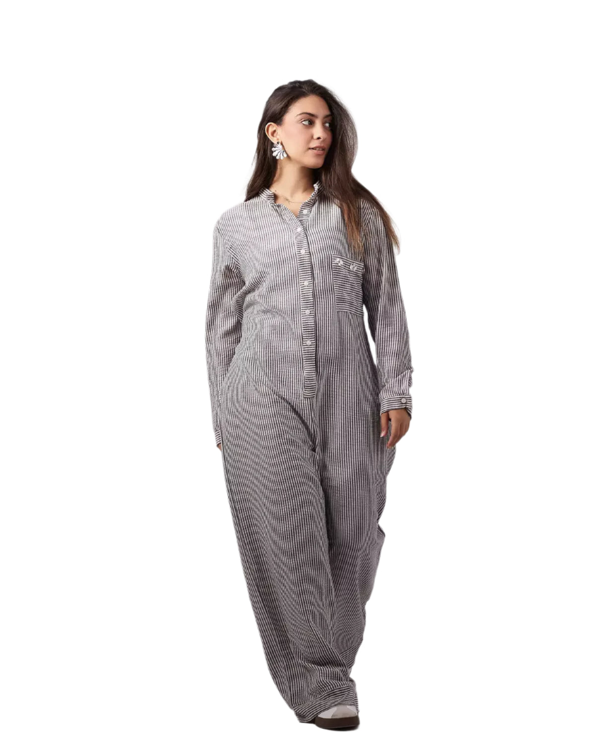 Gray striped jumpsuit