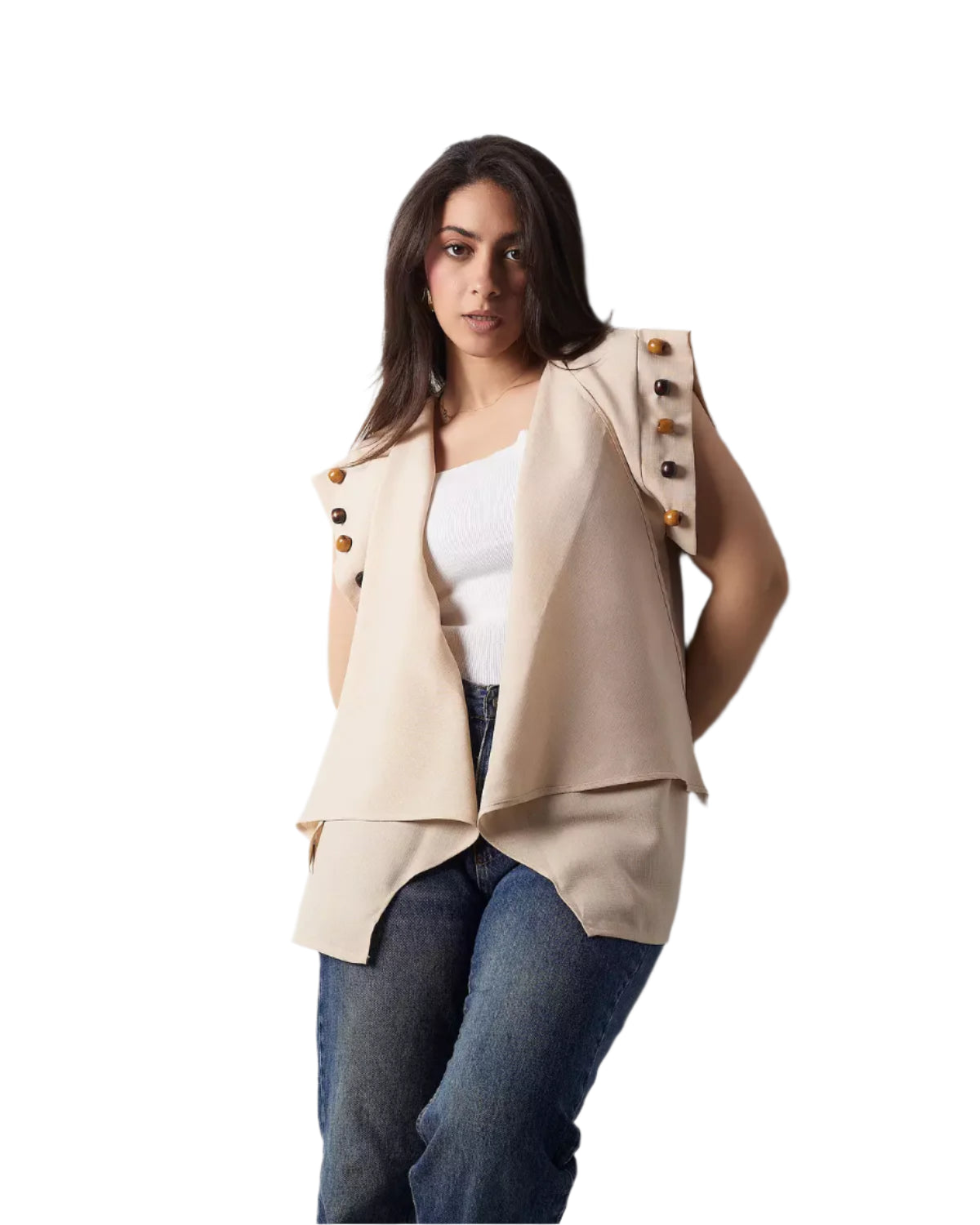 Beige linen vest