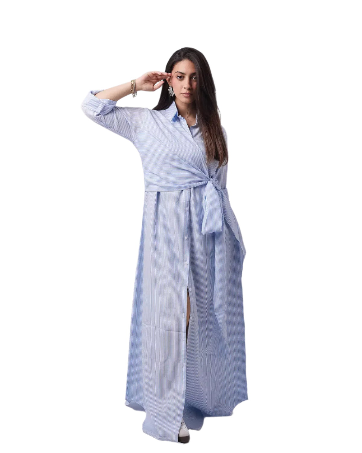 Baby blue striped maxi dress