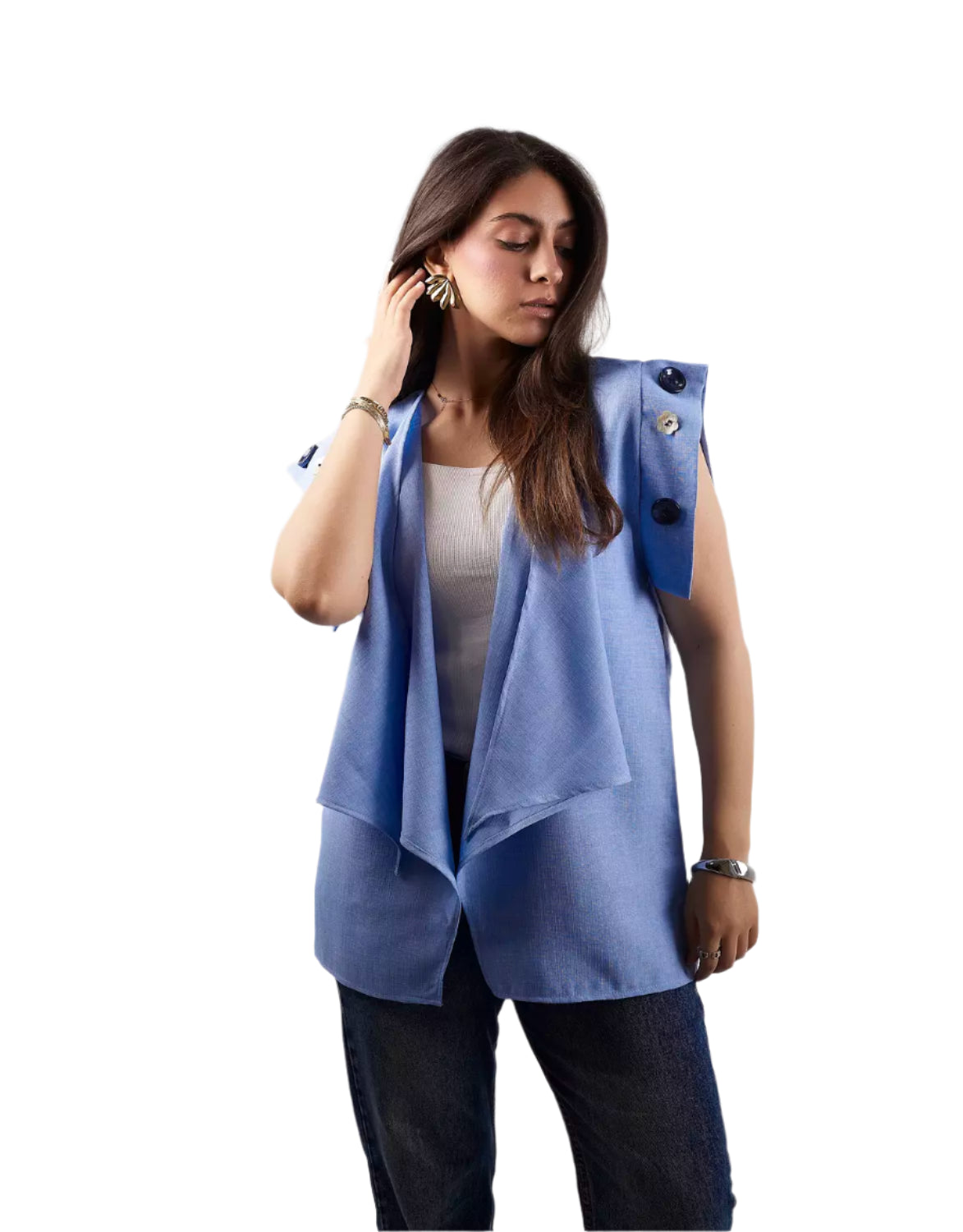 Baby blue linen vest