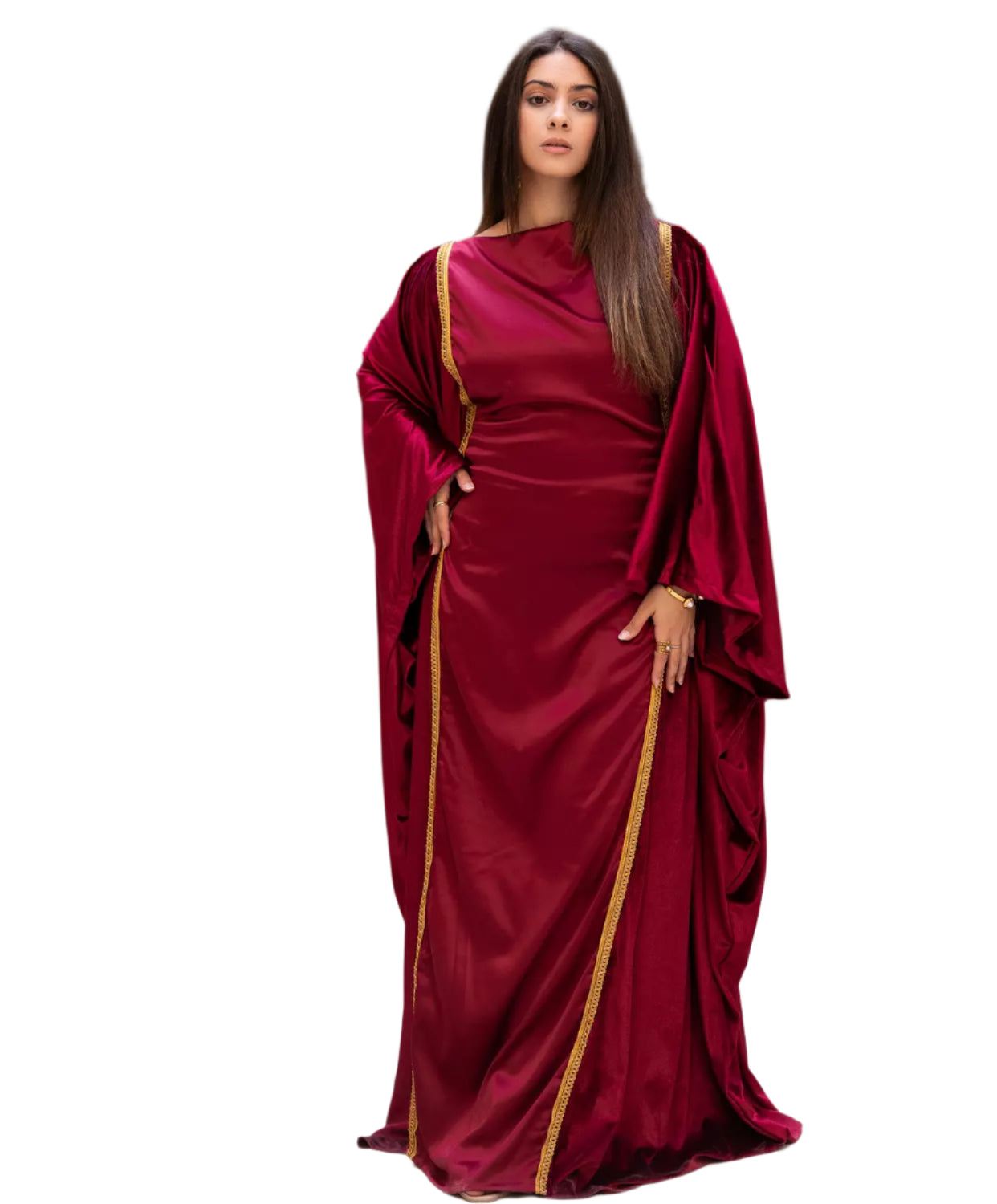 Bergandy velvet Abaya