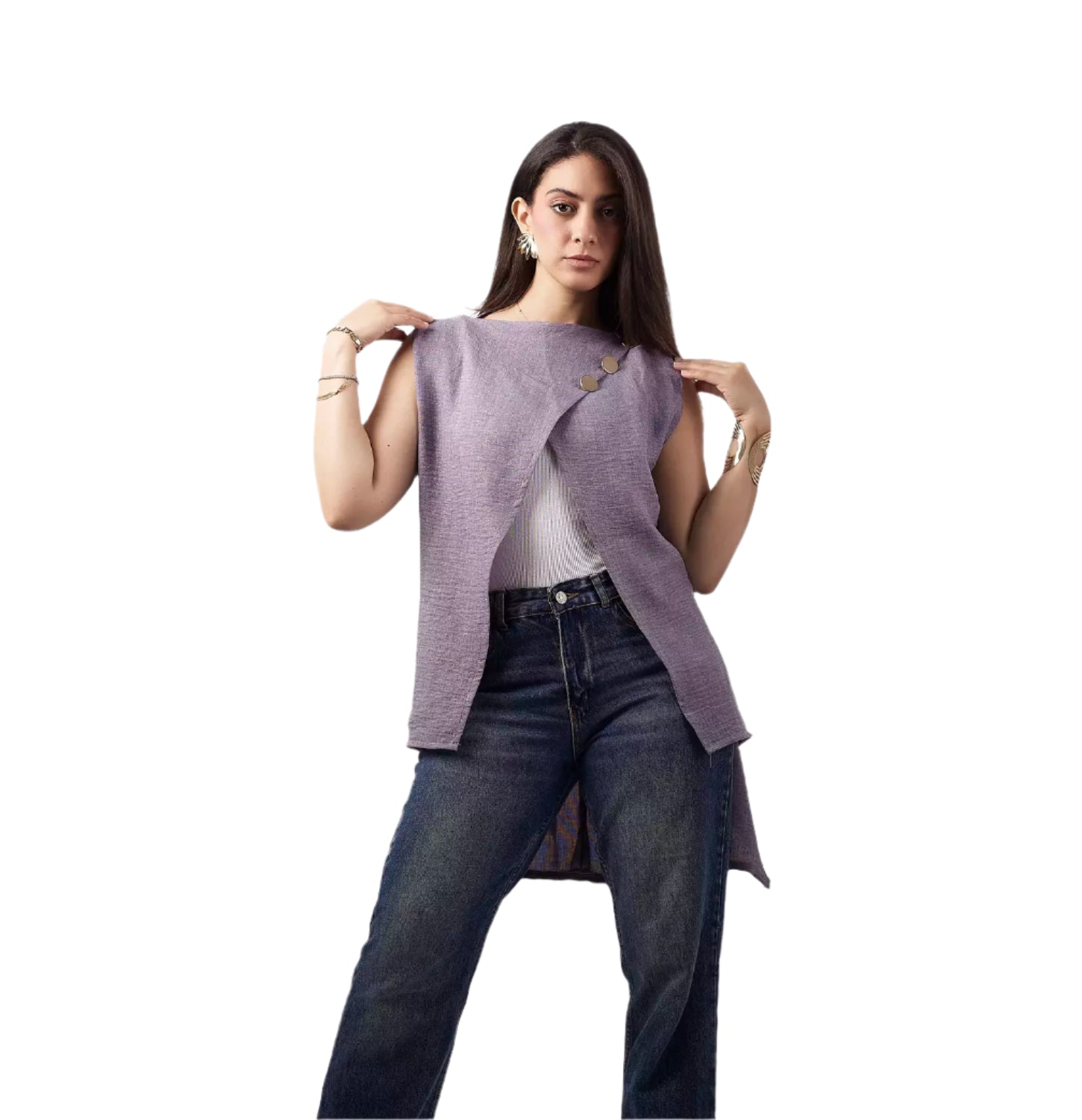 Gray wrap blouse
