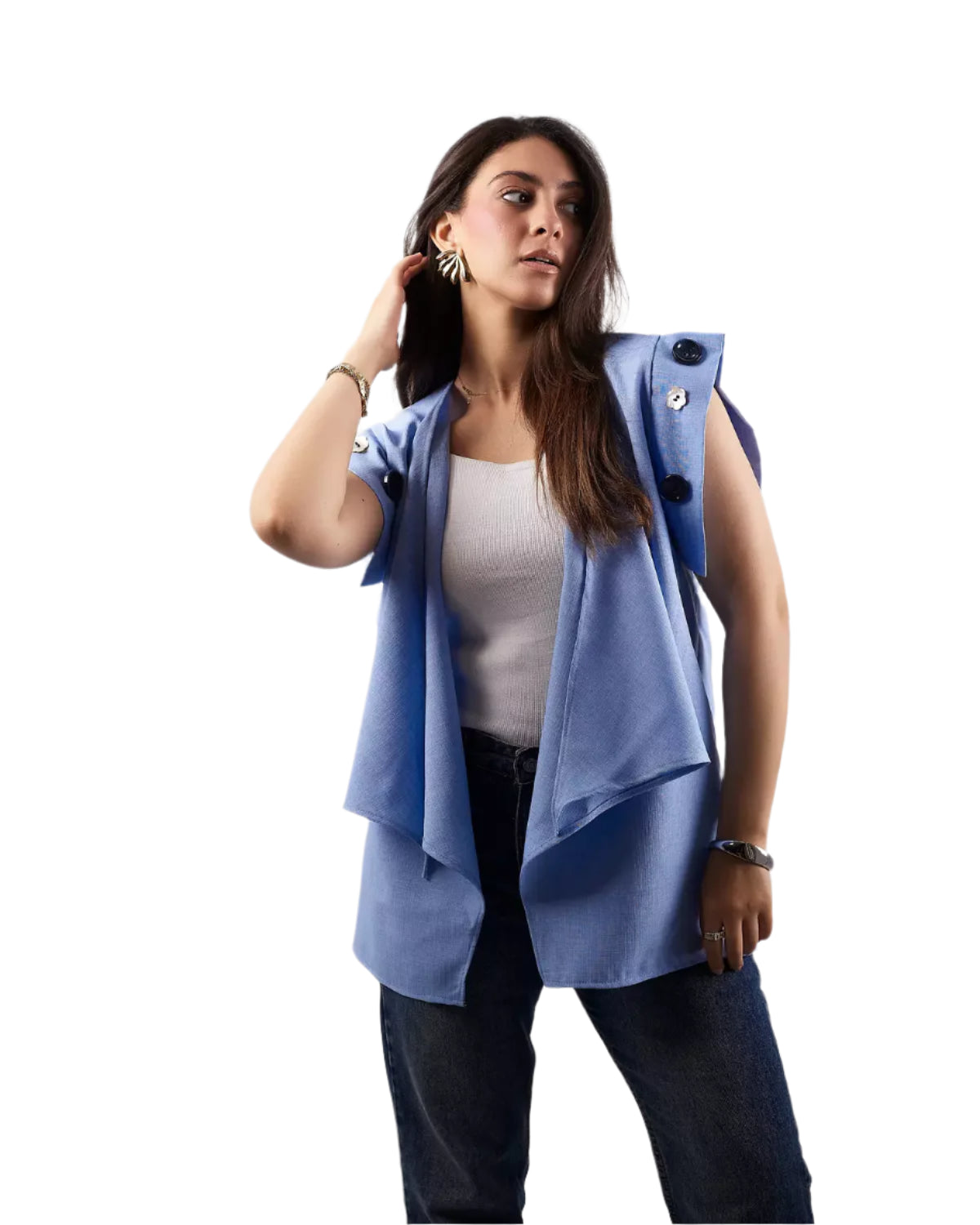 Baby blue linen vest