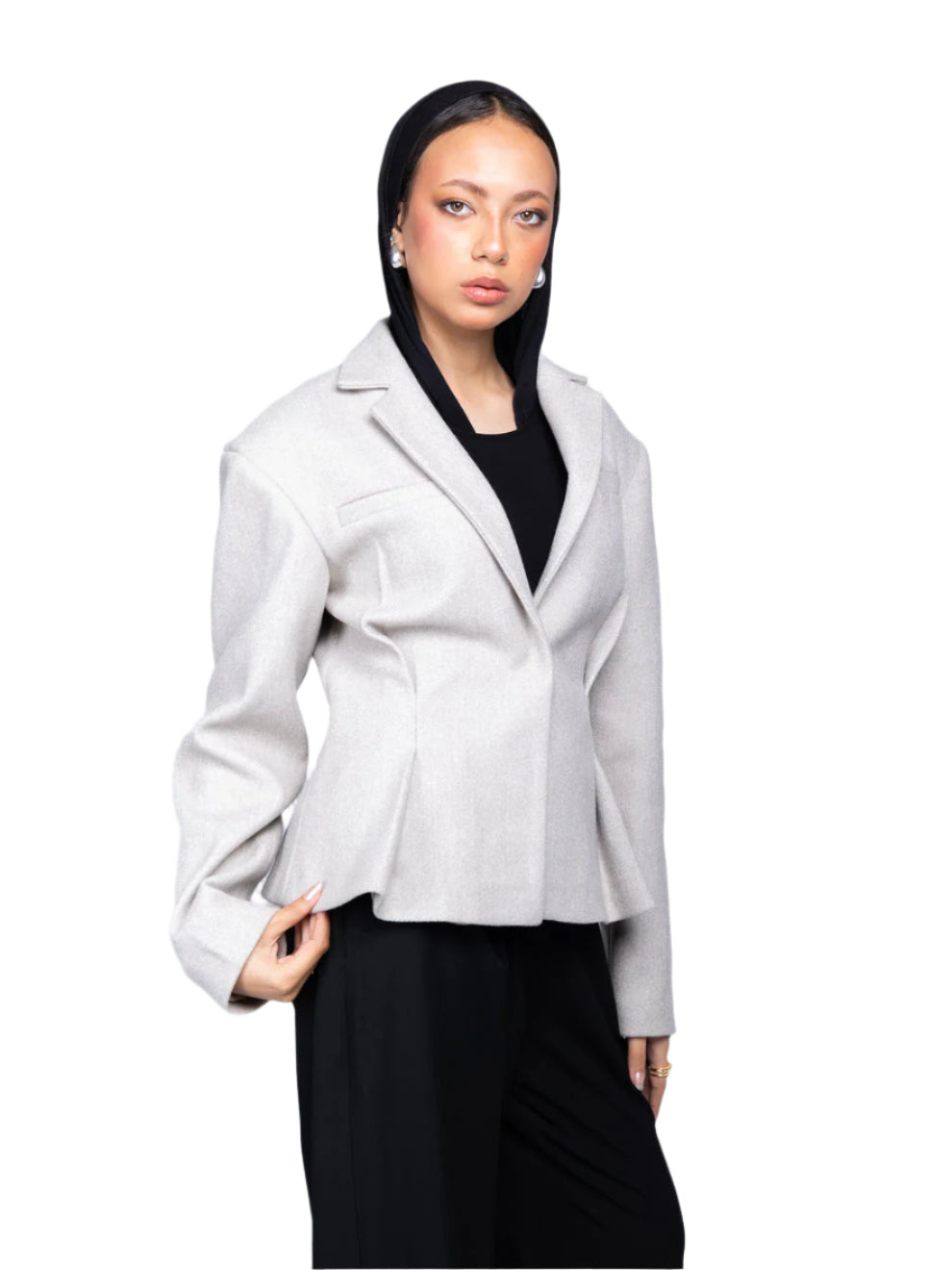 THE GREY PLEATED BLAZER