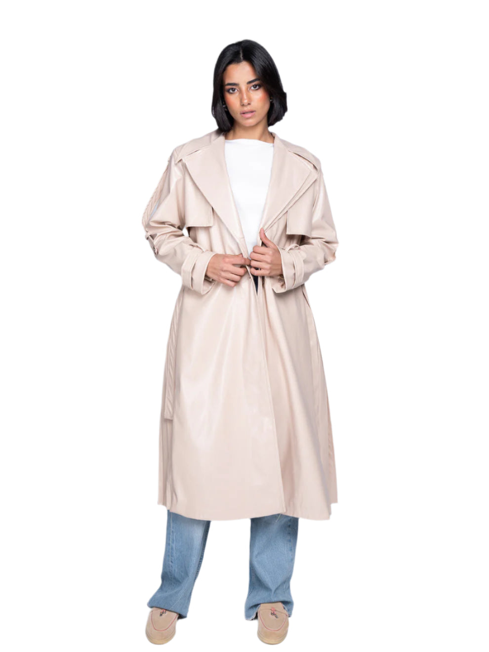 THE PLEATED TRENCH COAT IN LEATHER