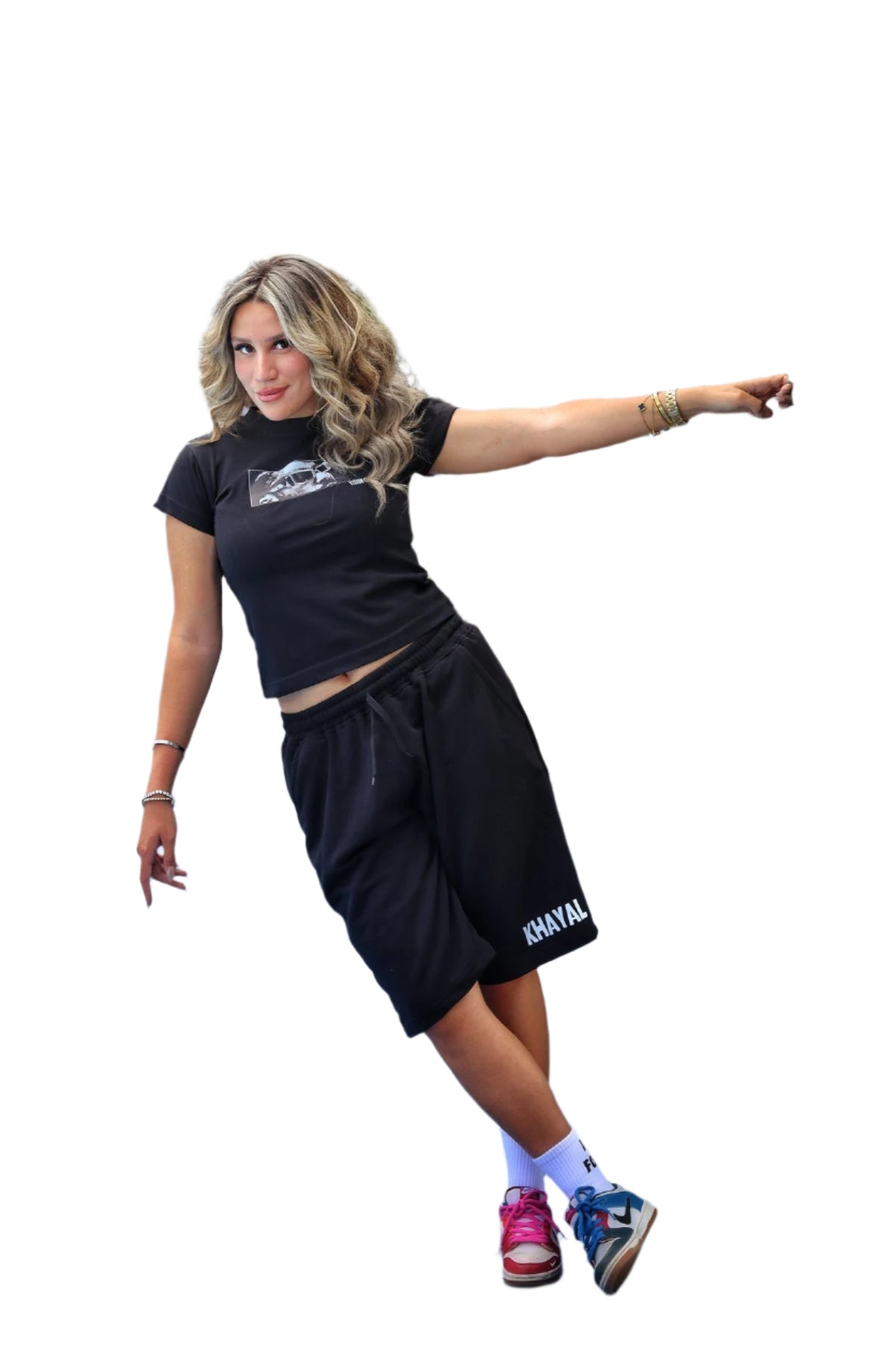 black shorts