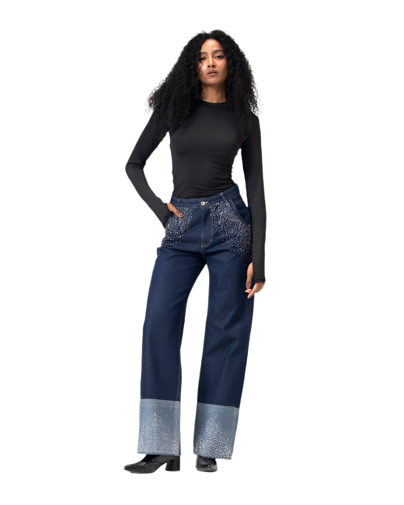 Shimmery Fold-Up Pants