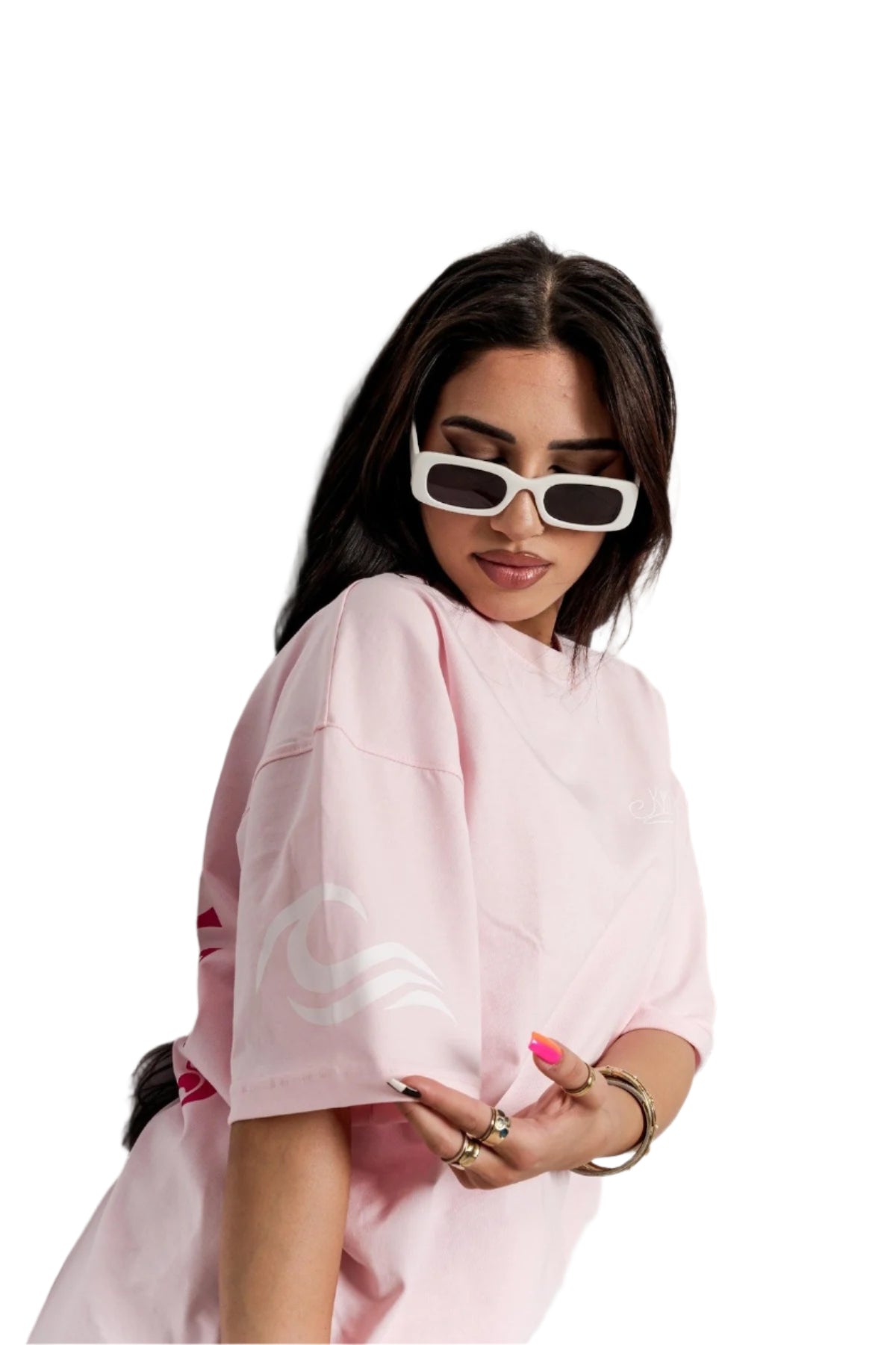 waves pink T-shirt