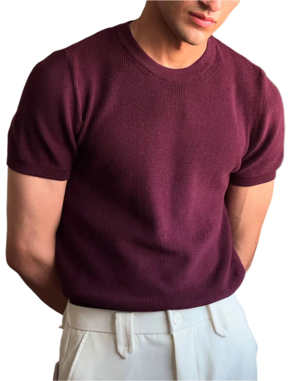 Round Knitted Cotton T-shirt