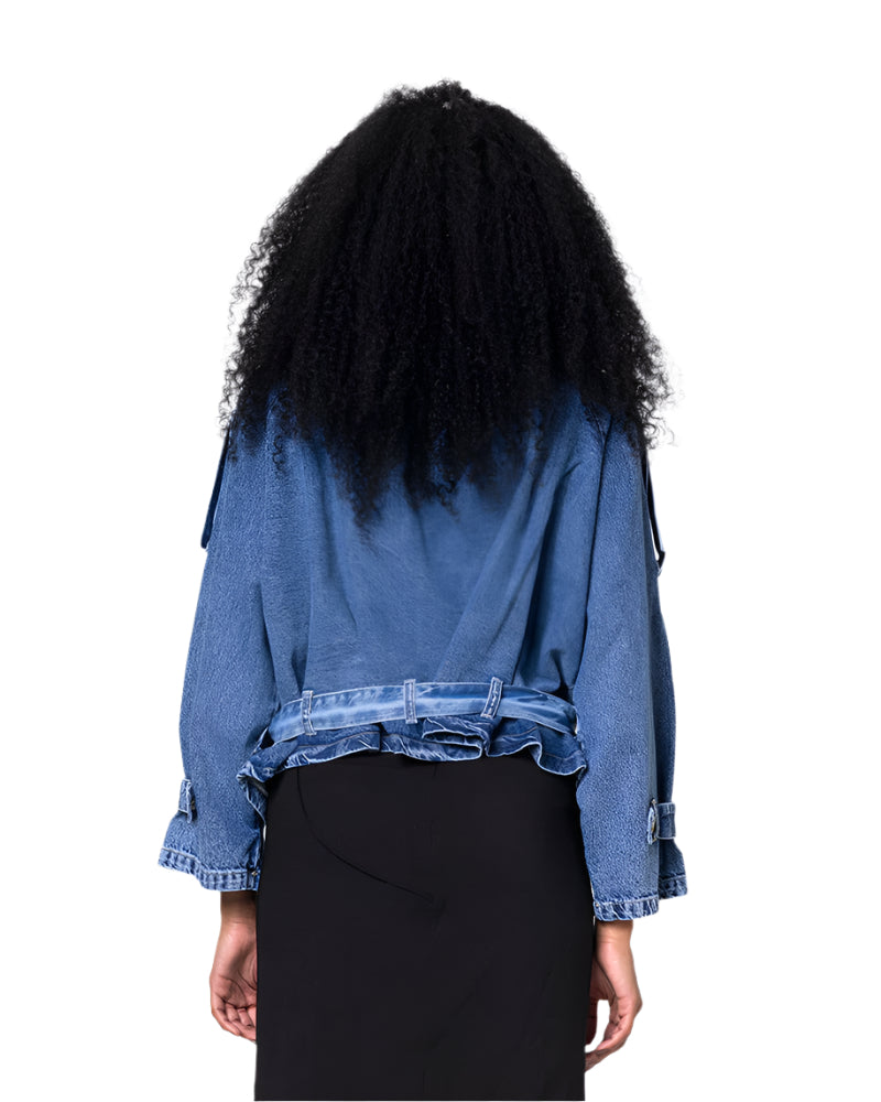 Collar Blue Cropped Jacket