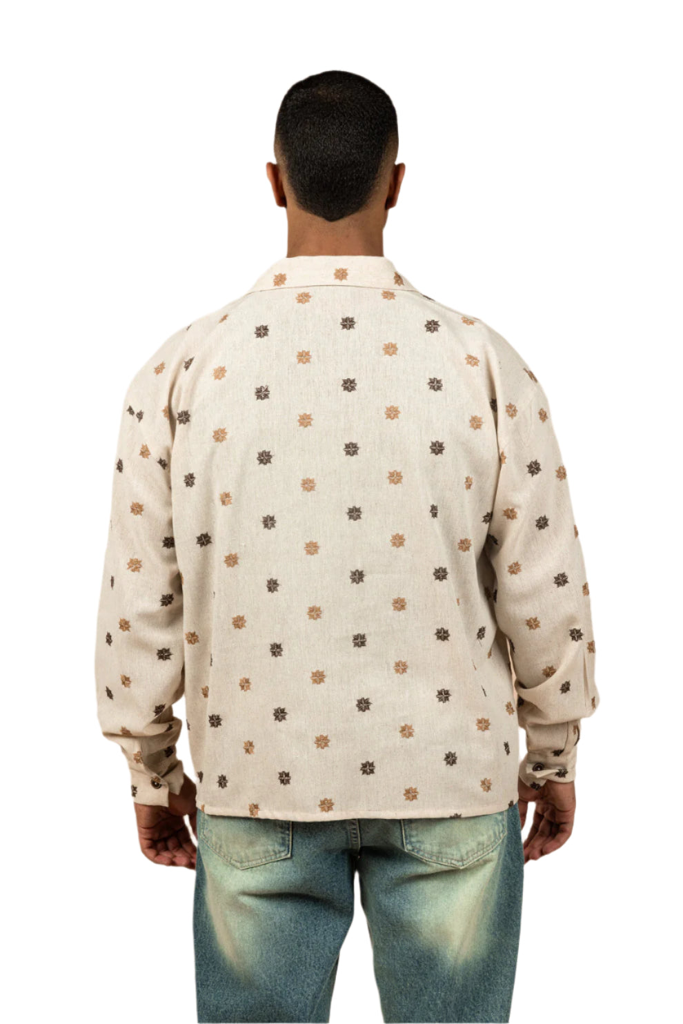 Embroidered Boxy Fit Linen Shirt