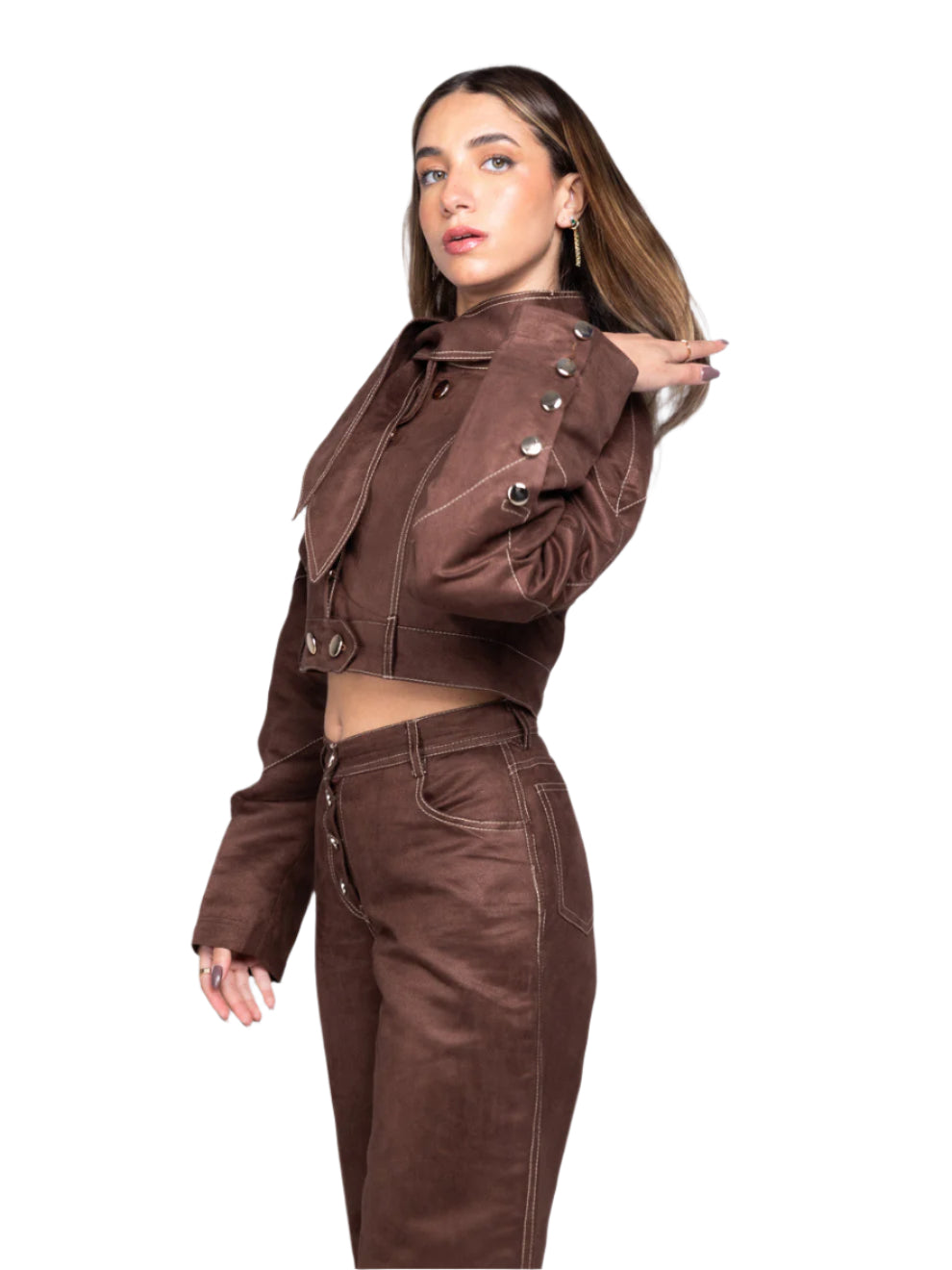THE COCOA BROWN SUEDE SET