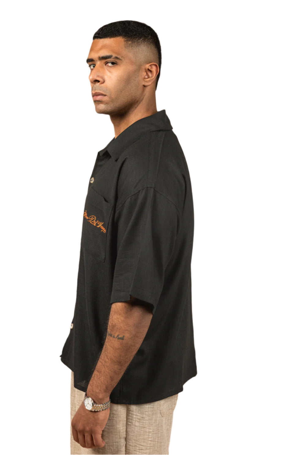 RDV Boxy Fit Linen Shirt - Black