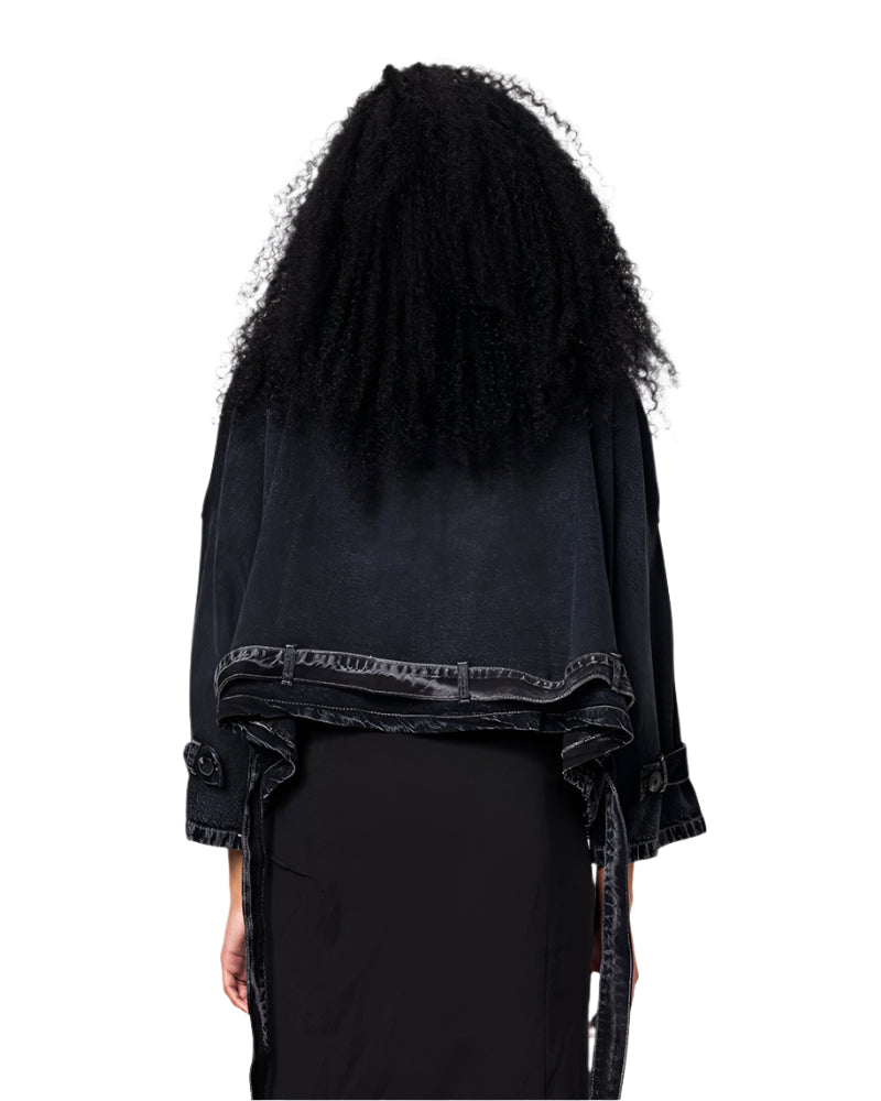 Collar Black Cropped Jacket