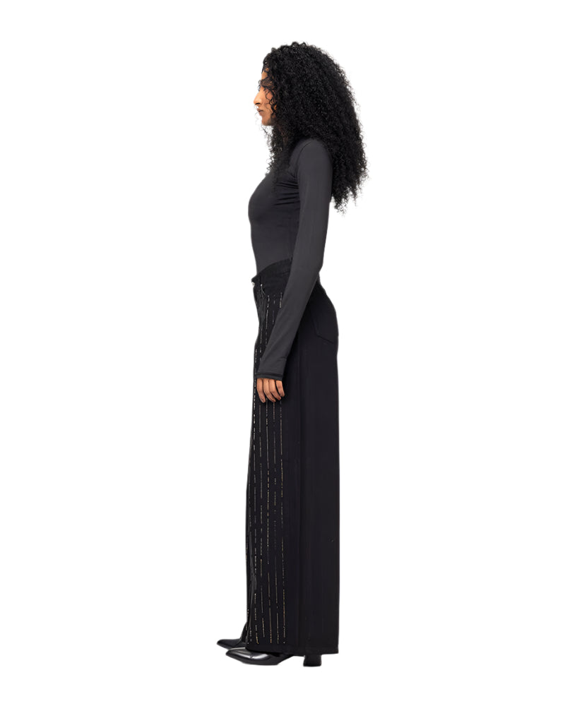 Black Strass Denim Pants