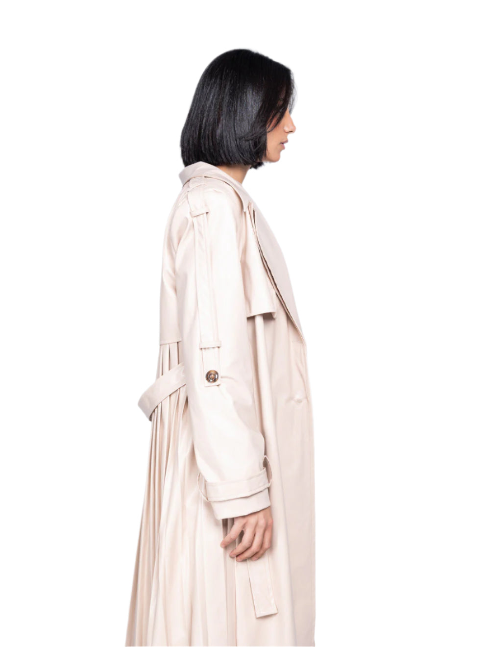 THE PLEATED TRENCH COAT IN LEATHER