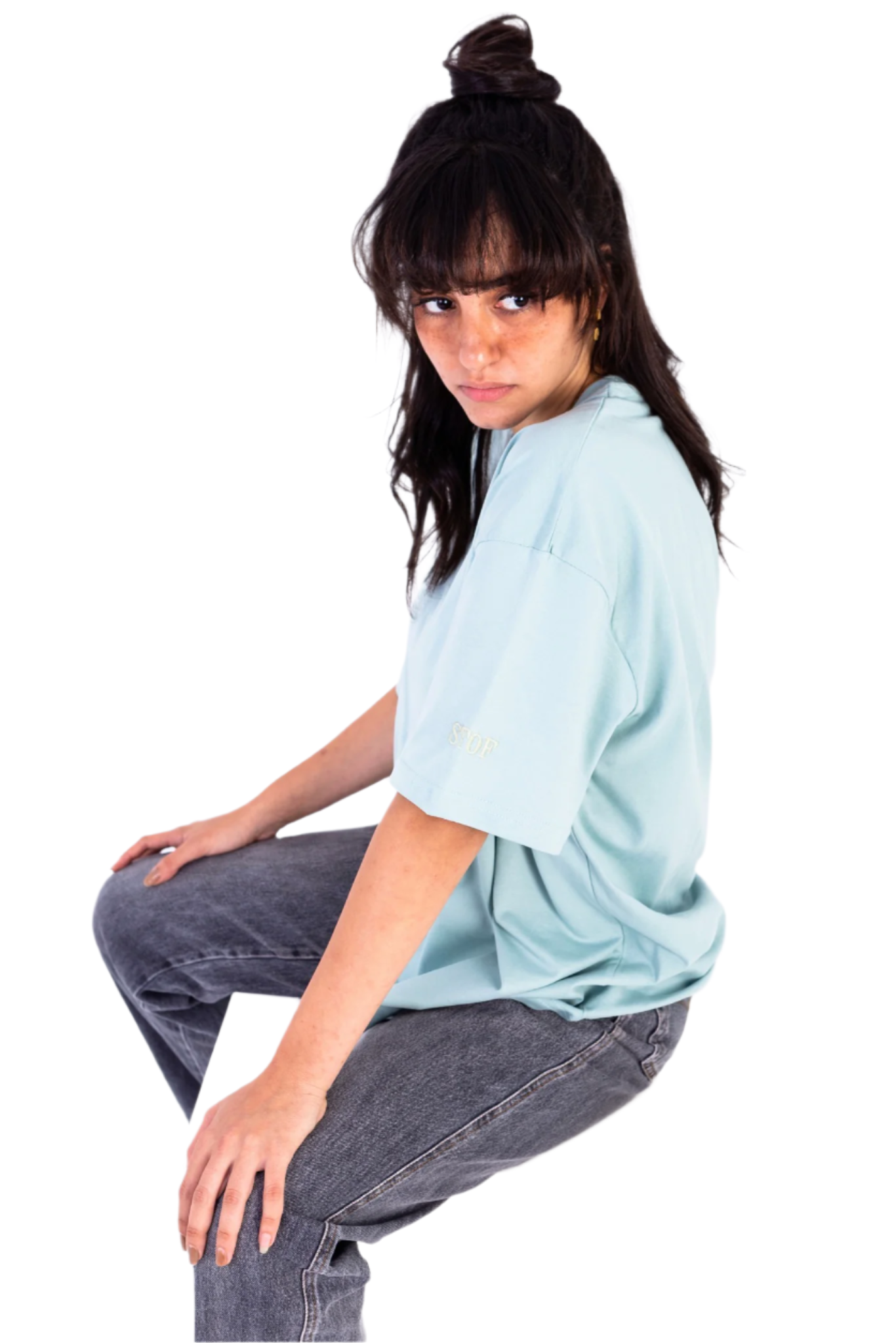 Mint-green basic oversized T-shirt