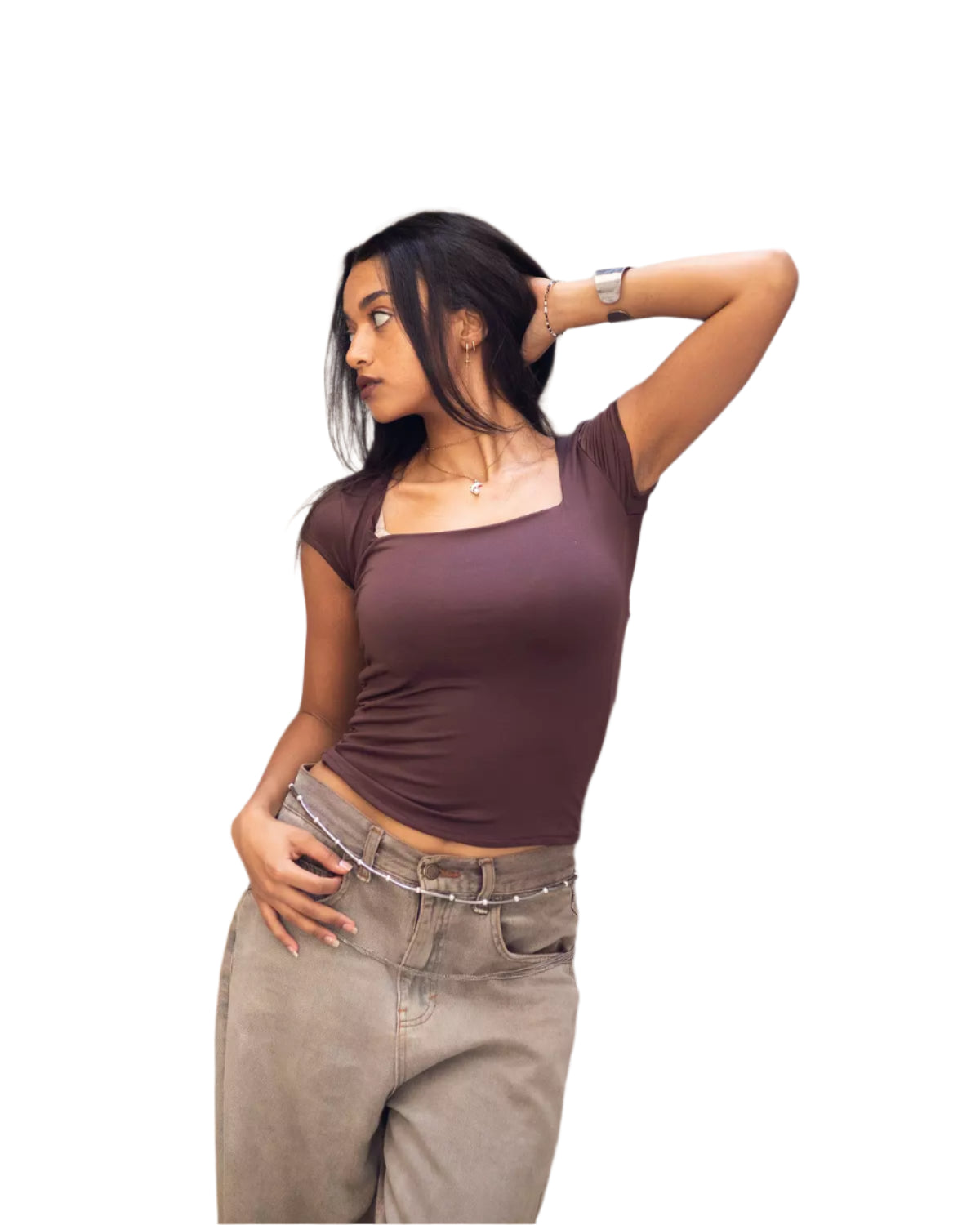 Square neck half sleeves top
