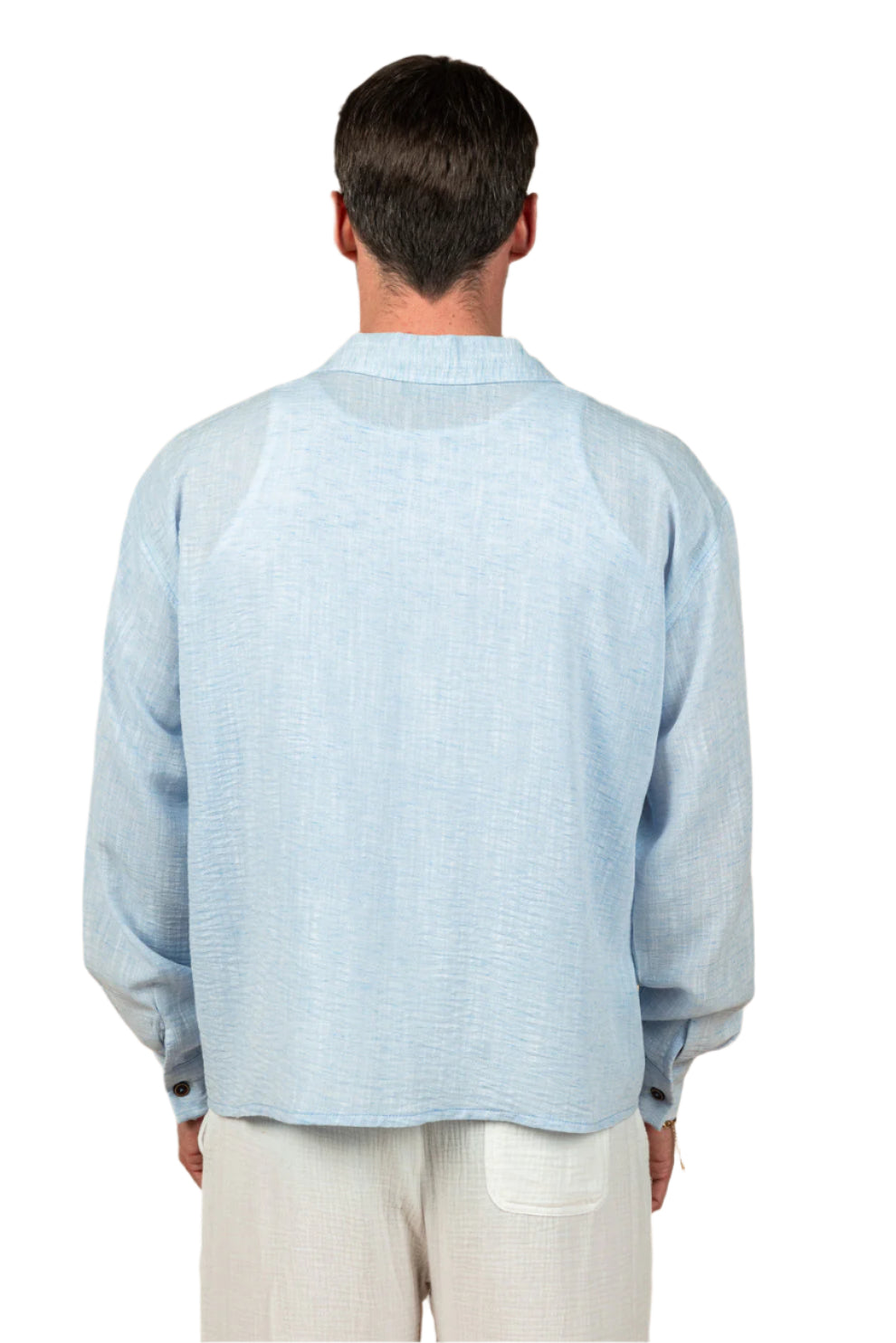Sky Blue Boxy Fit Linen Shirt