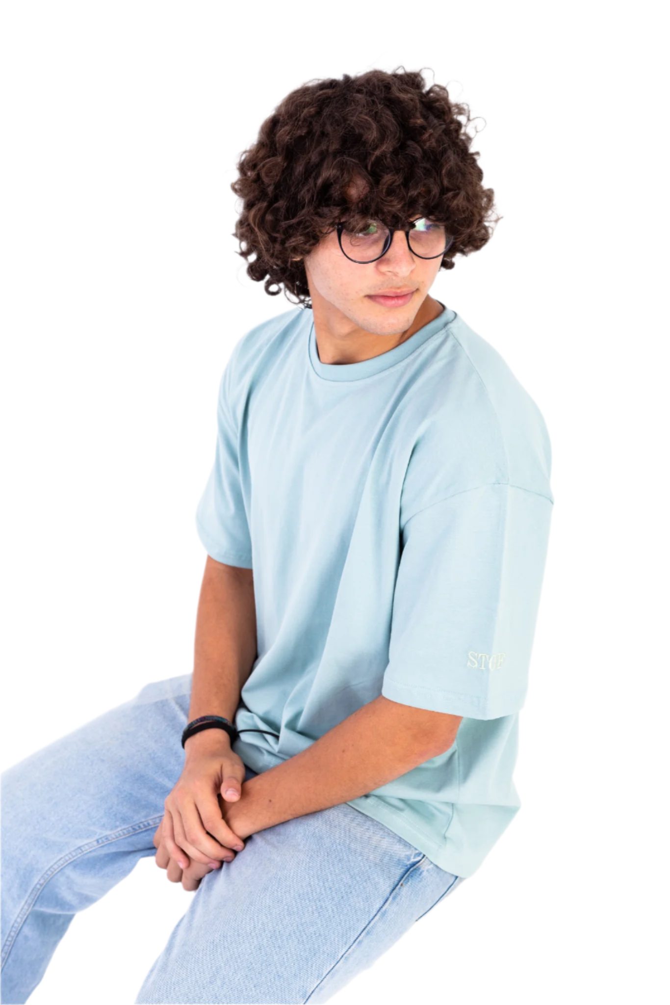 Mint-green basic oversized T-shirt